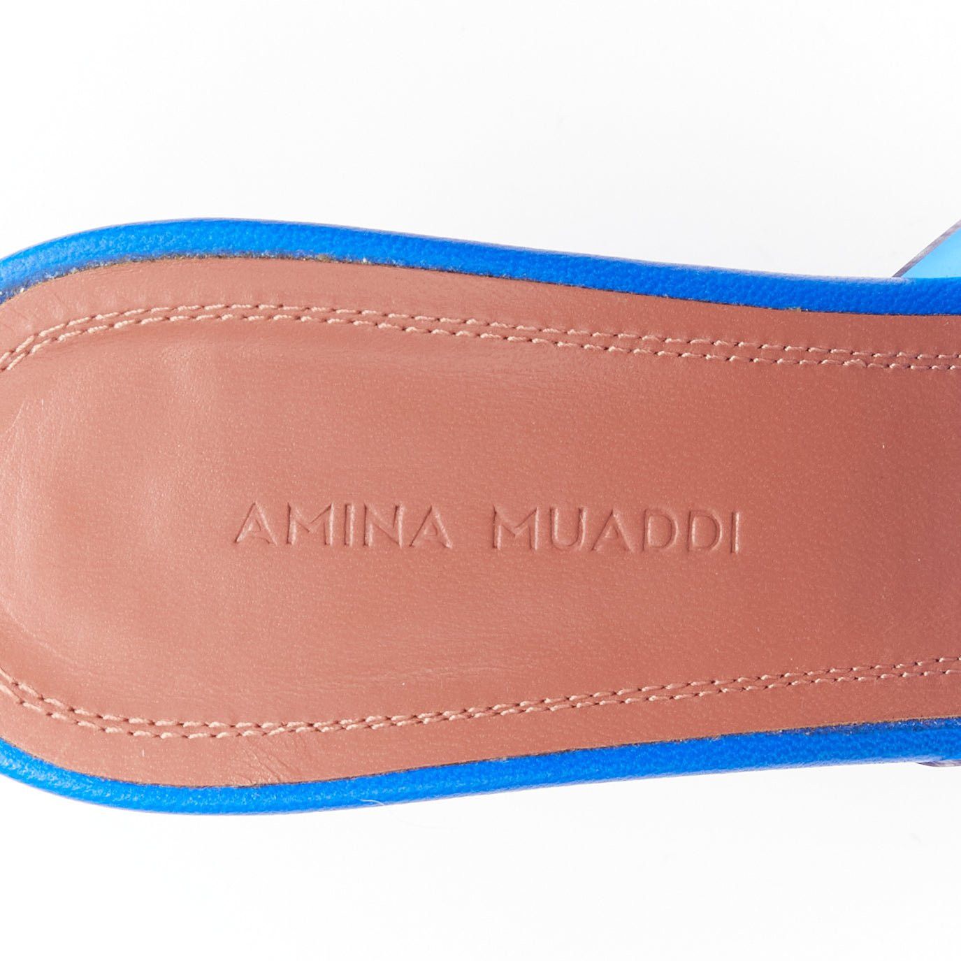 Amina Muaddi AMINA MUADDI Lupita blue clear PVC spool lucite heel sandal EU37.5 Size US 7.5 / IT 37.5 - 9 Thumbnail