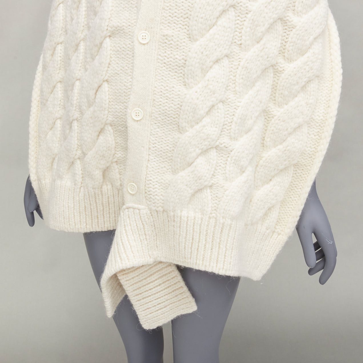 Simone Rocha SIMONE ROCHA cream alpaca ribbon tie open back draped cable knit top S Size S / US 4 / IT 40 - 7 Thumbnail