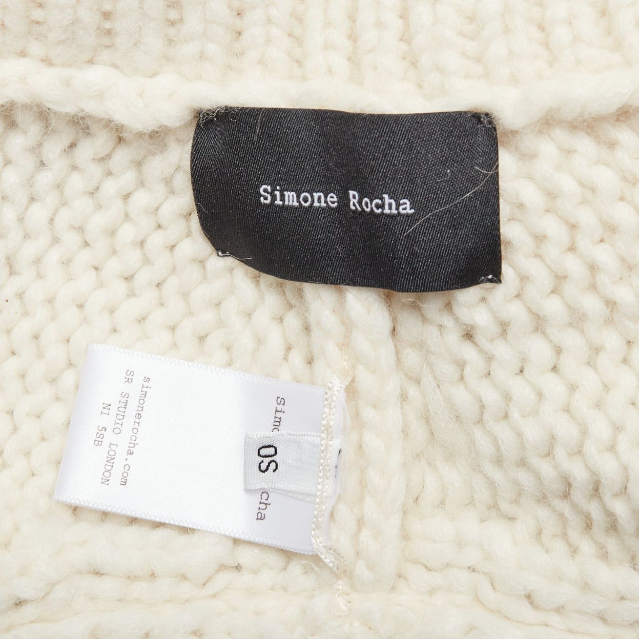 Simone Rocha SIMONE ROCHA cream alpaca ribbon tie open back draped cable knit top S Size S / US 4 / IT 40 - 8 Thumbnail