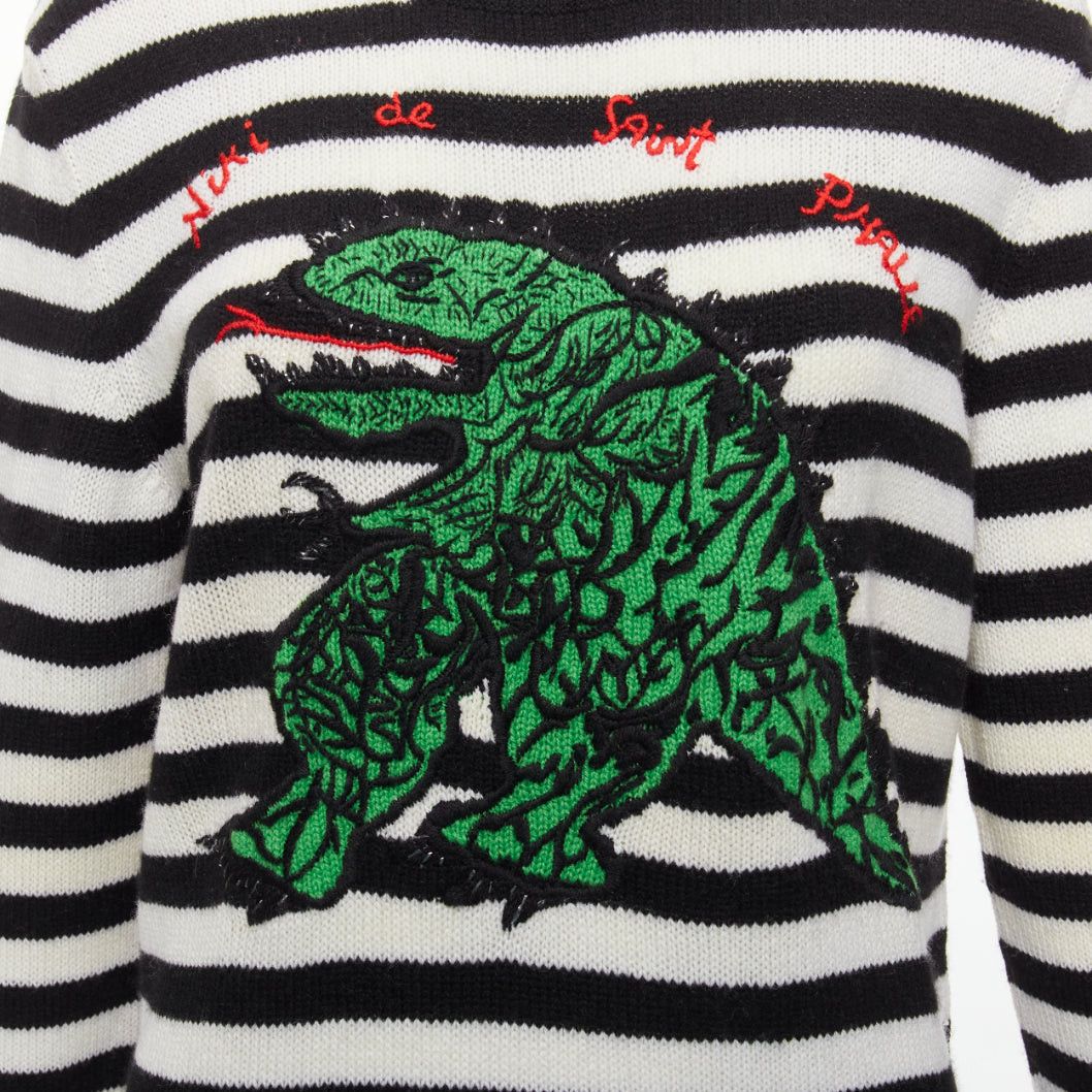 Dior DIOR 2023 Runway 100% cashmere black white green dinosaur sweater FR38 M Size M / US 6-8 / IT 42-44 - 2 Thumbnail