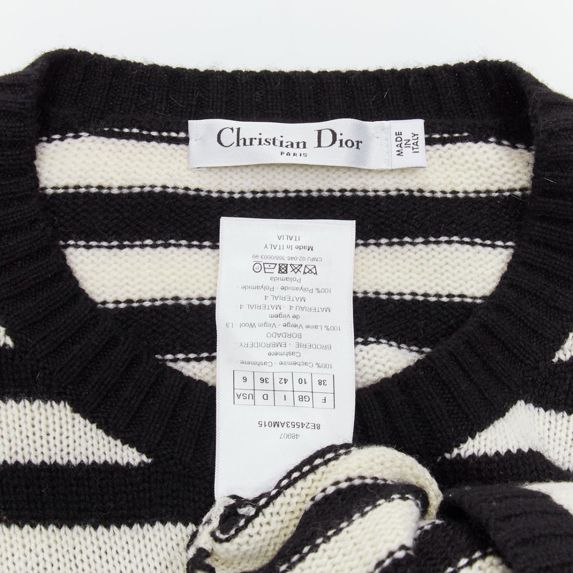 Dior DIOR 2023 Runway 100% cashmere black white green dinosaur sweater FR38 M Size M / US 6-8 / IT 42-44 - 8 Thumbnail