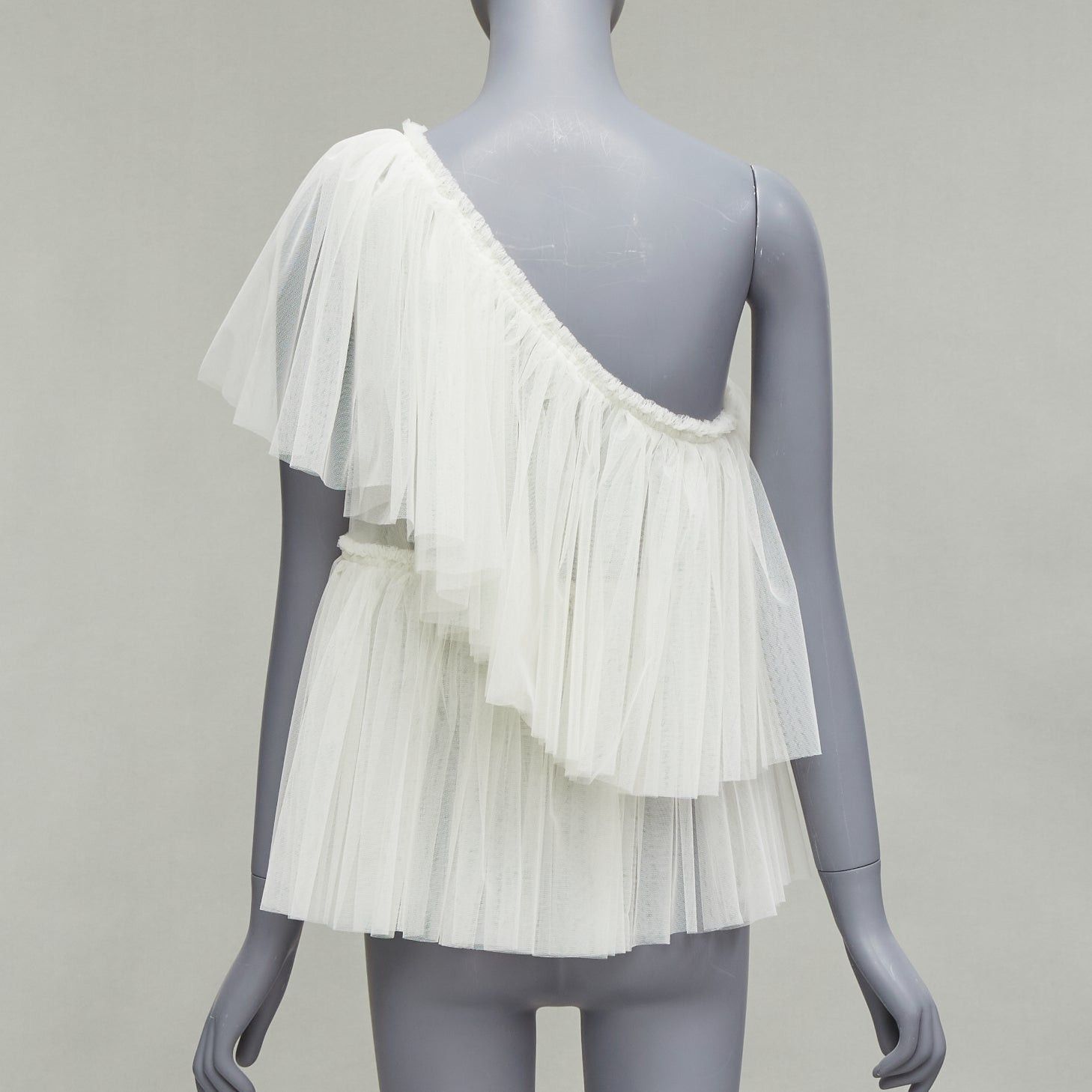 Molly Goddard MOLLY GODDARD cream tulle tiered one shoulder sheer top UK6 XS Size XS / US 0-2 / IT 36-38 - 5 Thumbnail