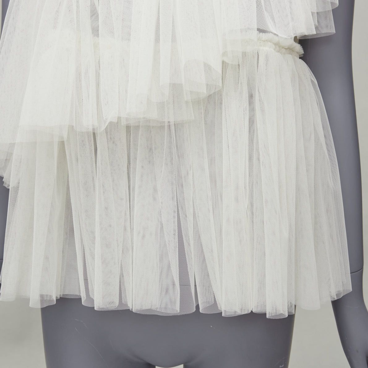 Molly Goddard MOLLY GODDARD cream tulle tiered one shoulder sheer top UK6 XS Size XS / US 0-2 / IT 36-38 - 7 Thumbnail