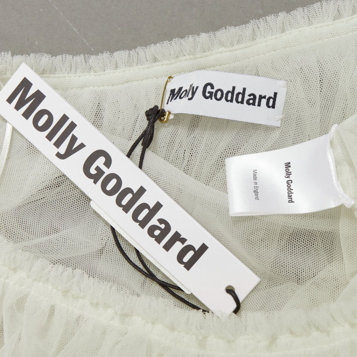 Molly Goddard MOLLY GODDARD cream tulle tiered one shoulder sheer top UK6 XS Size XS / US 0-2 / IT 36-38 - 8 Thumbnail