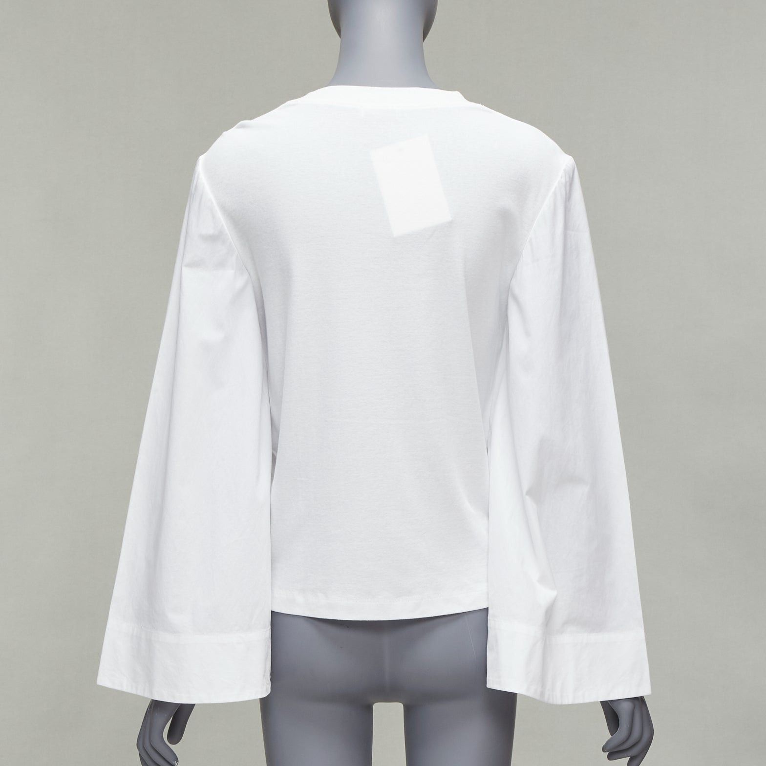 Rosetta Getty ROSETTA GETTY white 100% cotton woven cape sleeves knitted top XS Size XS / US 0-2 / IT 36-38 - 5 Thumbnail