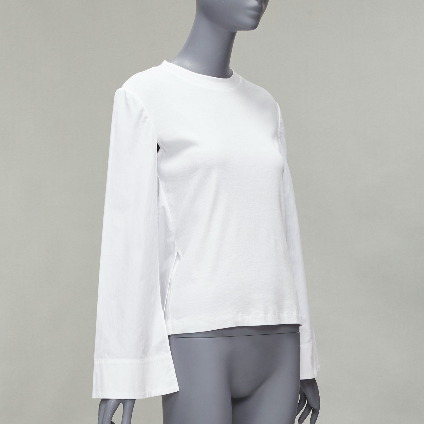 Rosetta Getty ROSETTA GETTY white 100% cotton woven cape sleeves knitted top XS Size XS / US 0-2 / IT 36-38 - 3 Thumbnail