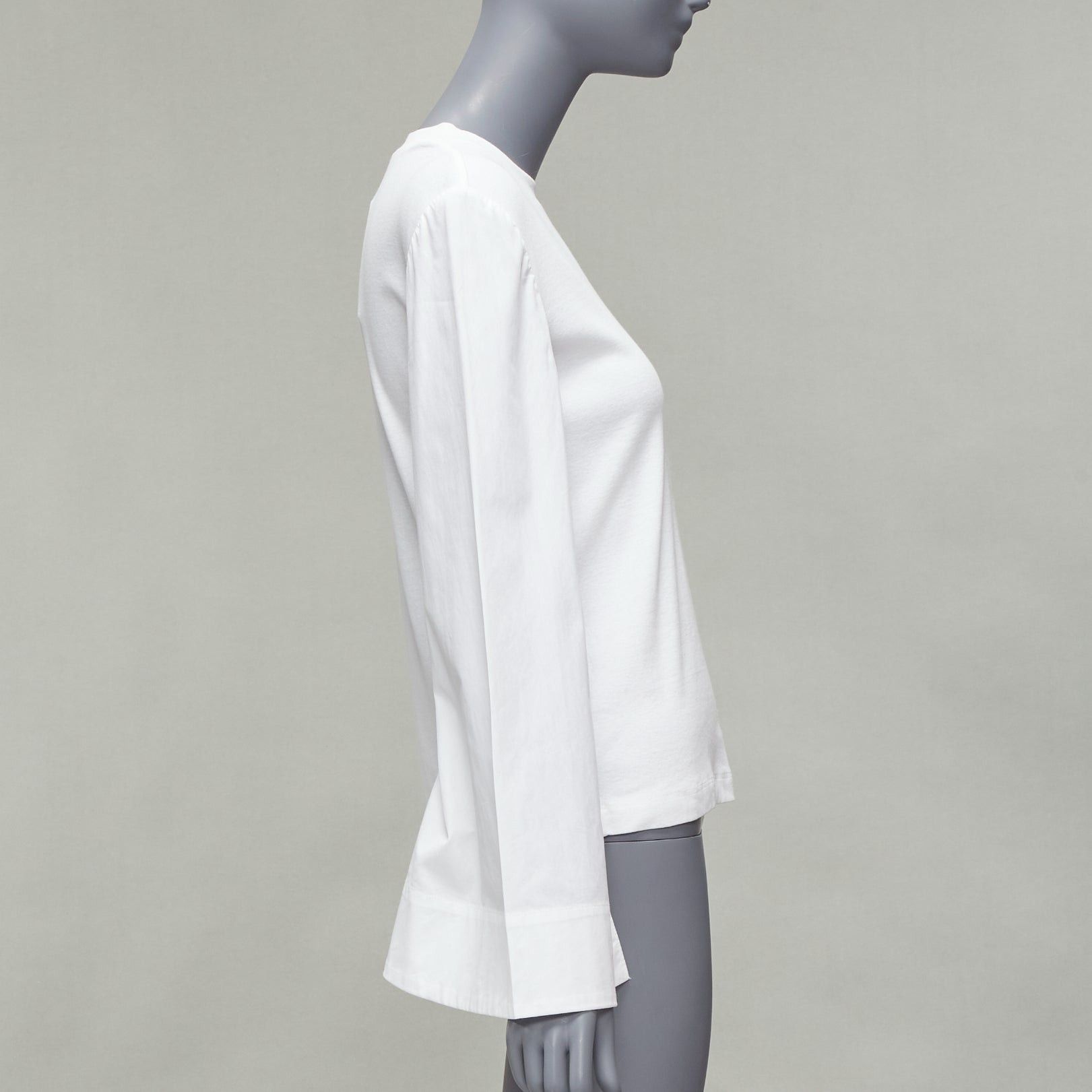 Rosetta Getty ROSETTA GETTY white 100% cotton woven cape sleeves knitted top XS Size XS / US 0-2 / IT 36-38 - 4 Thumbnail