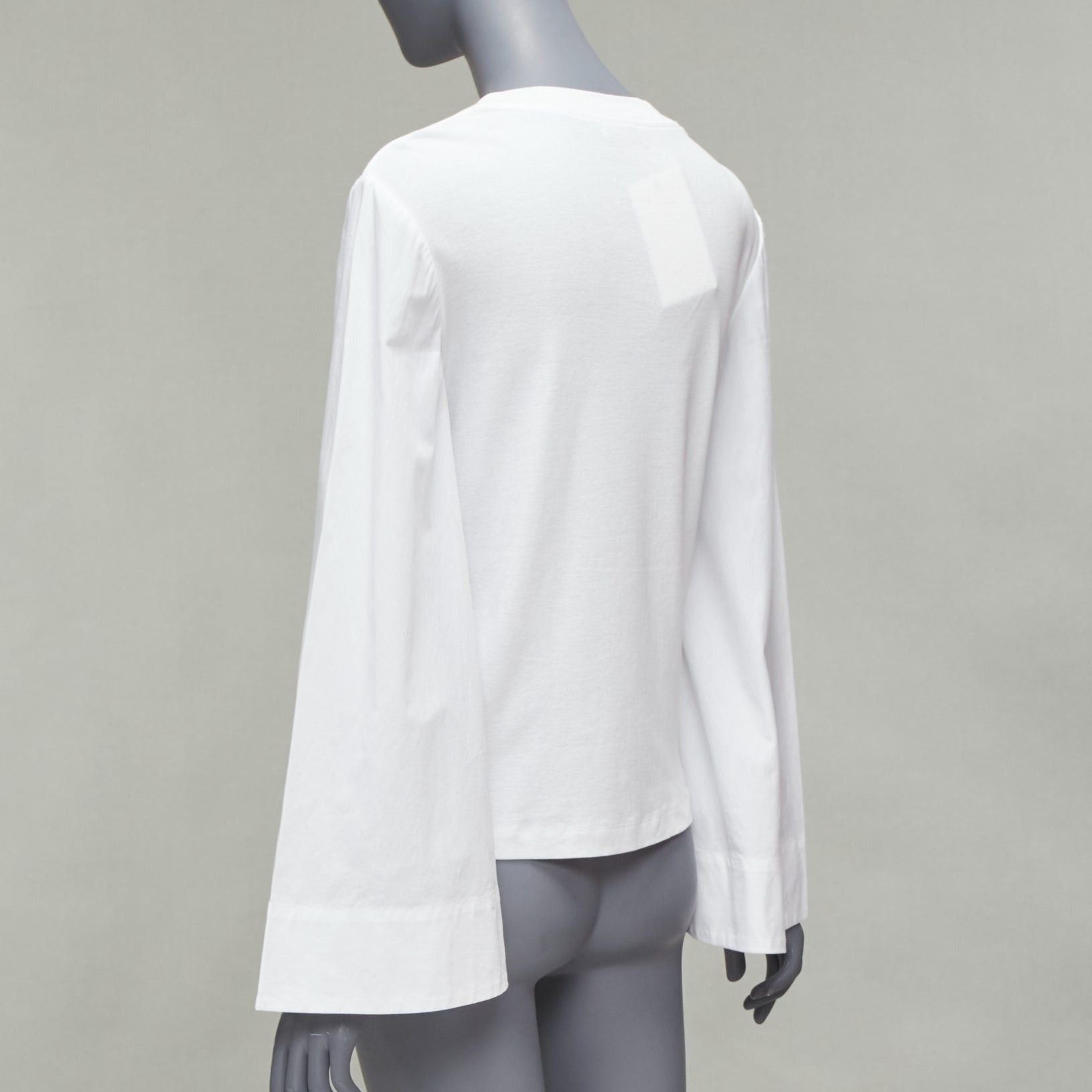 Rosetta Getty ROSETTA GETTY white 100% cotton woven cape sleeves knitted top XS Size XS / US 0-2 / IT 36-38 - 6 Thumbnail