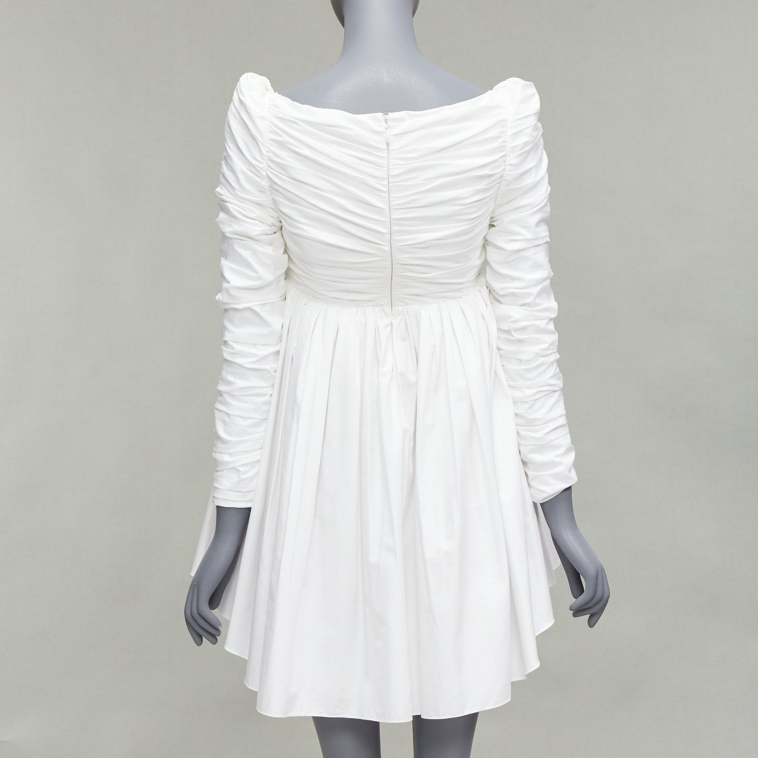KHAITE KHAITE Sueanne white ruched sleeve sweetheart empire corseted mini dress US2 S Size S / US 4 / IT 40 - 5 Thumbnail