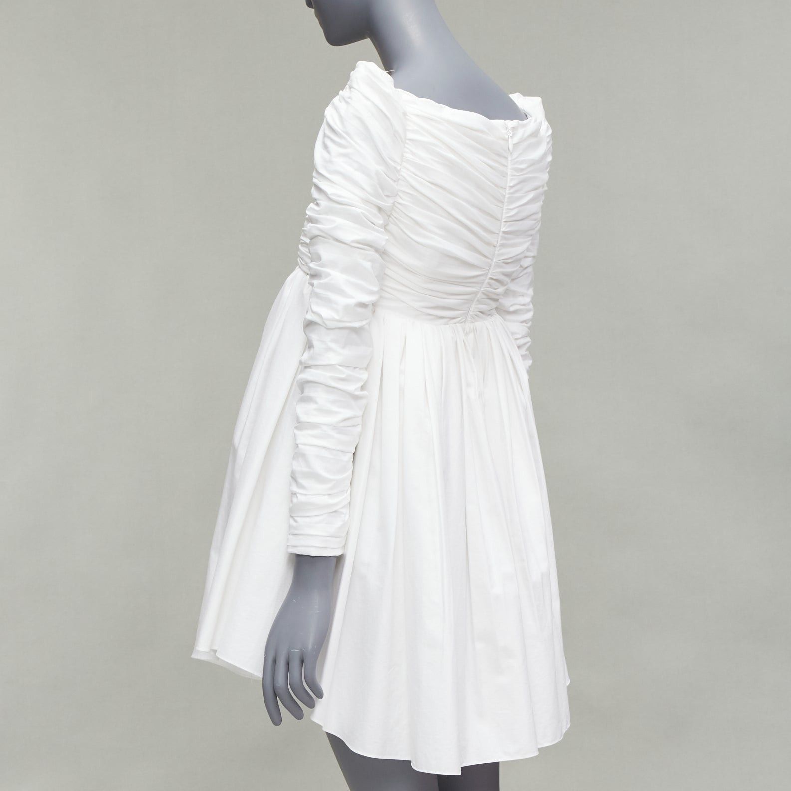 KHAITE KHAITE Sueanne white ruched sleeve sweetheart empire corseted mini dress US2 S Size S / US 4 / IT 40 - 6 Thumbnail