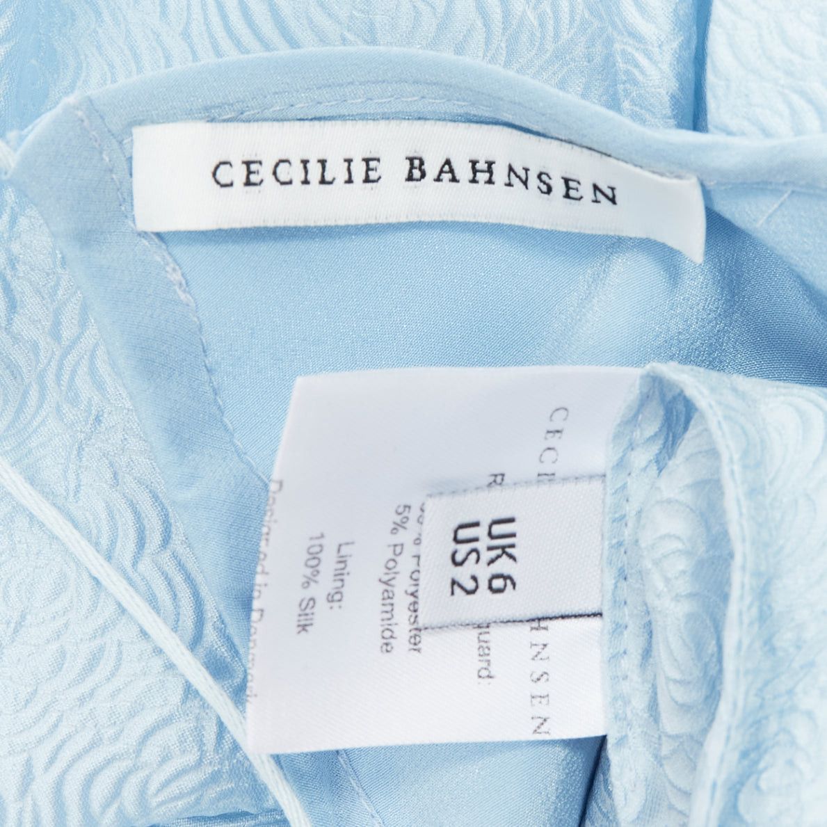 Cecilie Bahnsen CECILIE BAHNSEN blue silk blend rose silk jacquard puff babydoll dress UK6 XS Size XS / US 0-2 / IT 36-38 - 8 Thumbnail