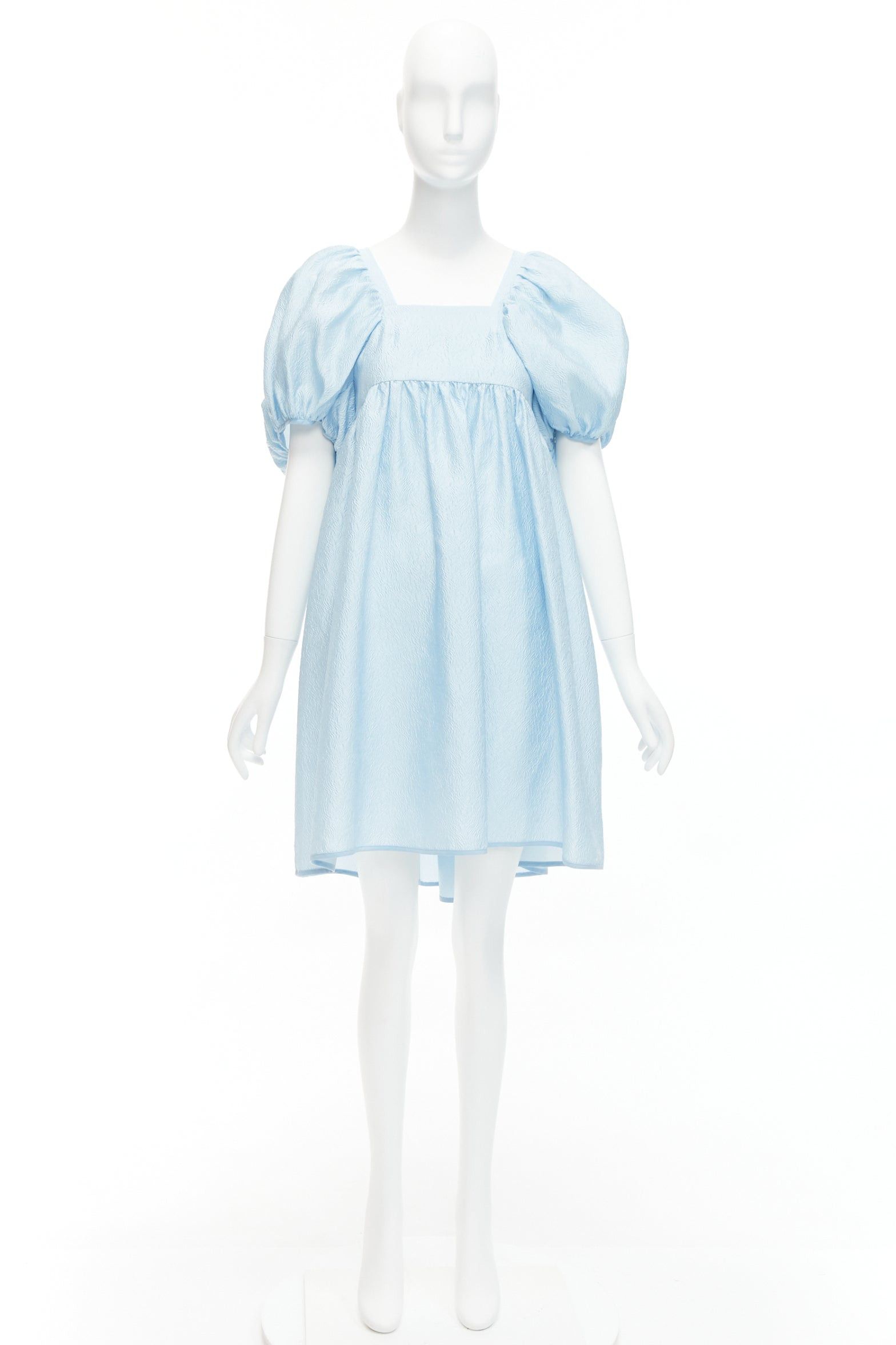 Cecilie Bahnsen CECILIE BAHNSEN blue silk blend rose silk jacquard puff babydoll dress UK6 XS Size XS / US 0-2 / IT 36-38 - 9 Thumbnail