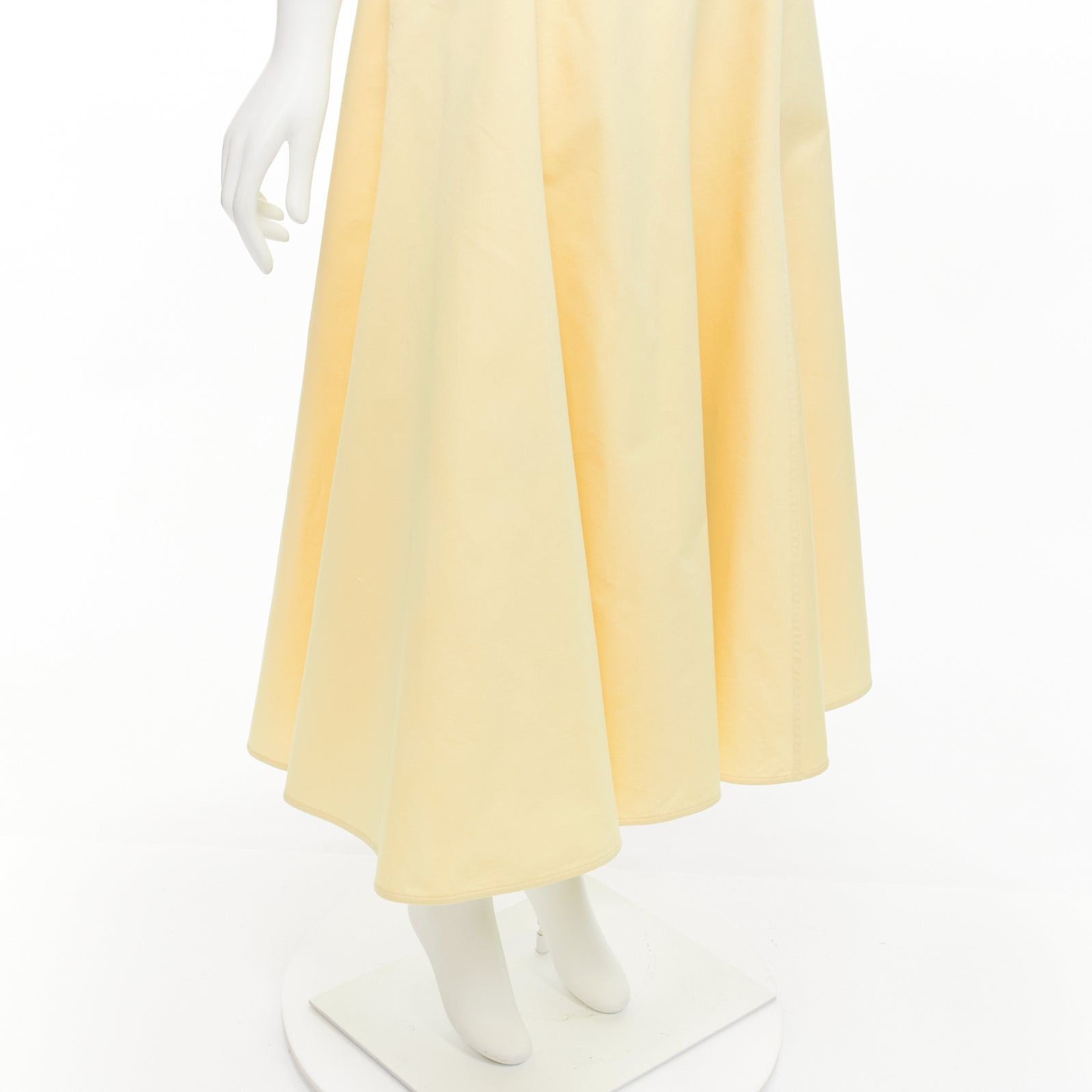 Jil Sander JIL SANDER cream cotton silk cape back cut out V-neck Aline midi dress FR32 XXS Size S / US 4 / IT 40 - 8 Thumbnail