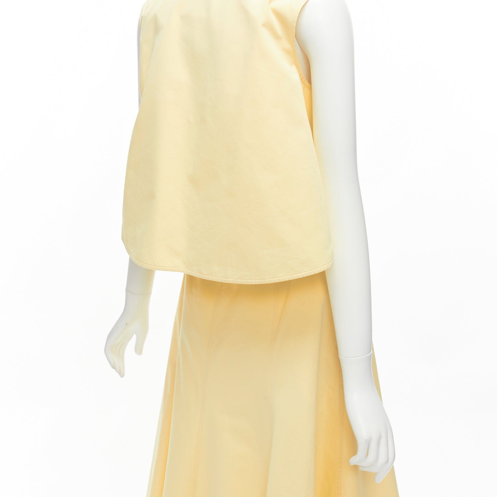 Jil Sander JIL SANDER cream cotton silk cape back cut out V-neck Aline midi dress FR32 XXS Size S / US 4 / IT 40 - 2 Thumbnail