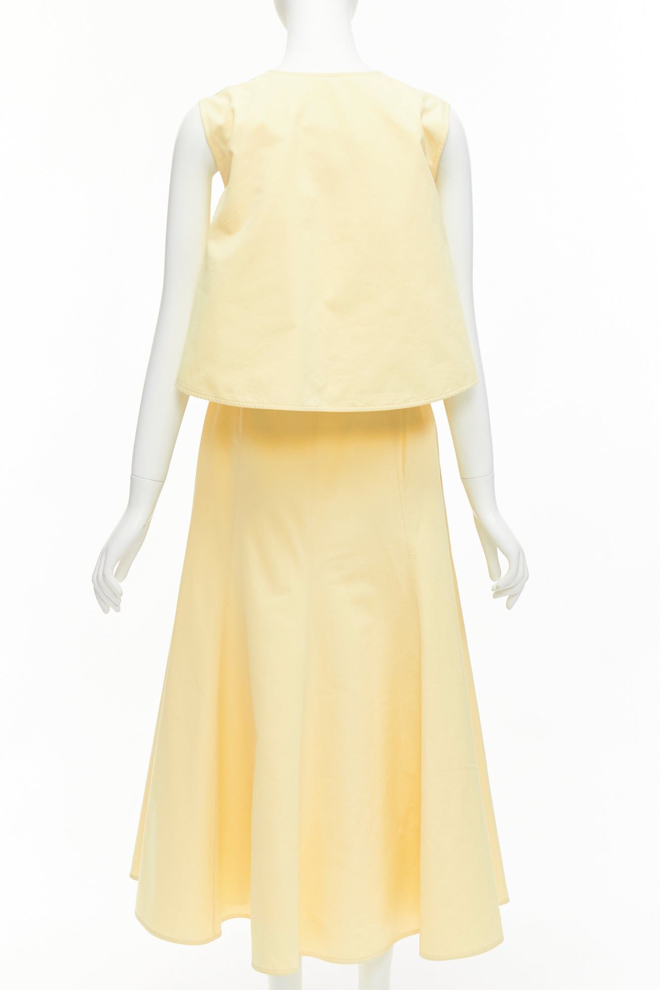 Jil Sander JIL SANDER cream cotton silk cape back cut out V-neck Aline midi dress FR32 XXS Size S / US 4 / IT 40 - 5 Thumbnail
