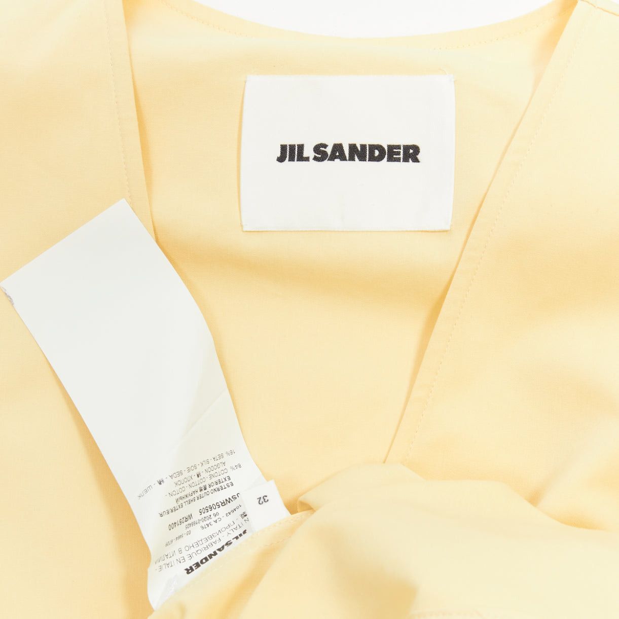 Jil Sander JIL SANDER cream cotton silk cape back cut out V-neck Aline midi dress FR32 XXS Size S / US 4 / IT 40 - 9 Thumbnail