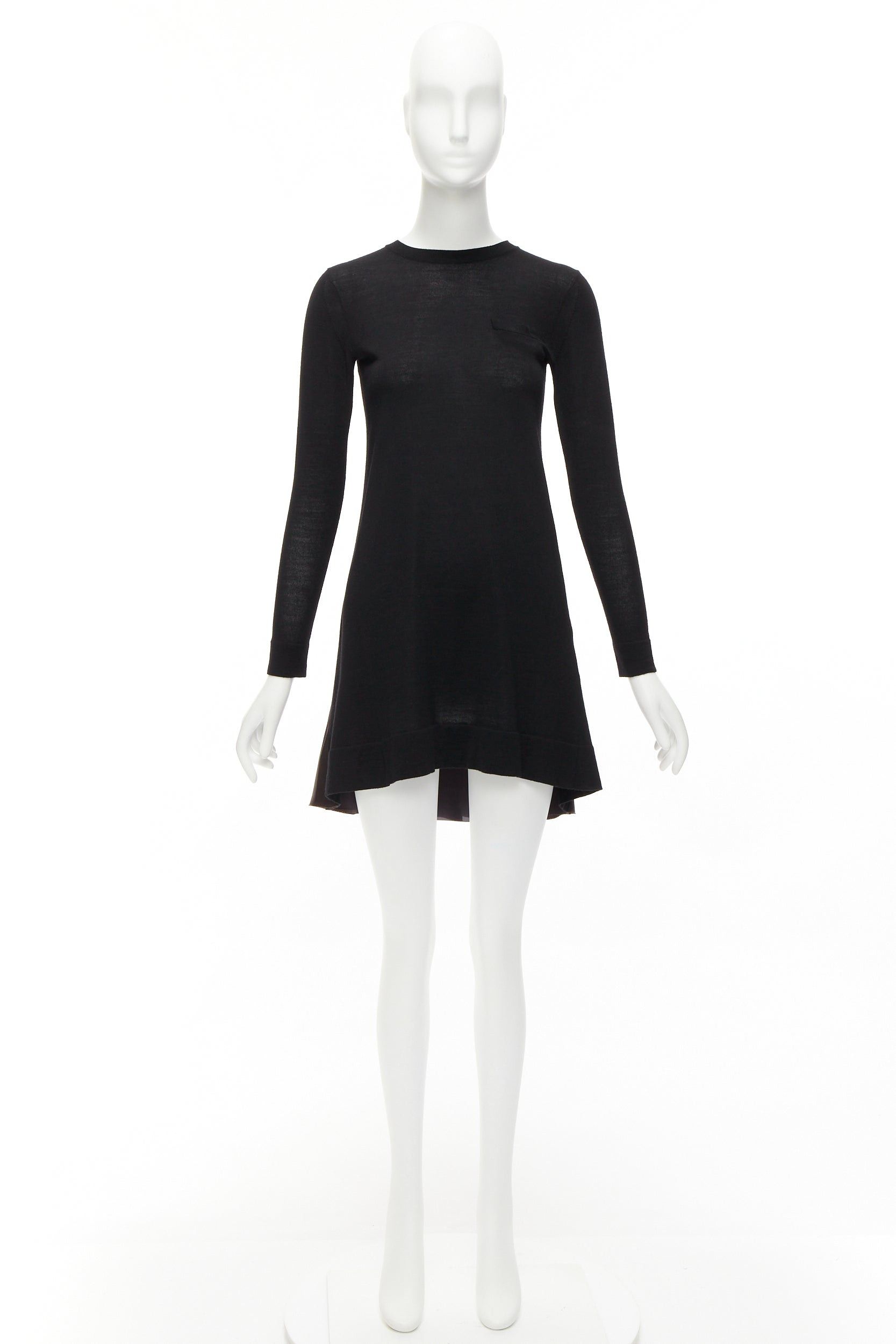 Sacai SACAI LUCK black wool inverted pleat back satin flared sweater dress JP1 S Size S / US 4 / IT 40 - 9 Thumbnail