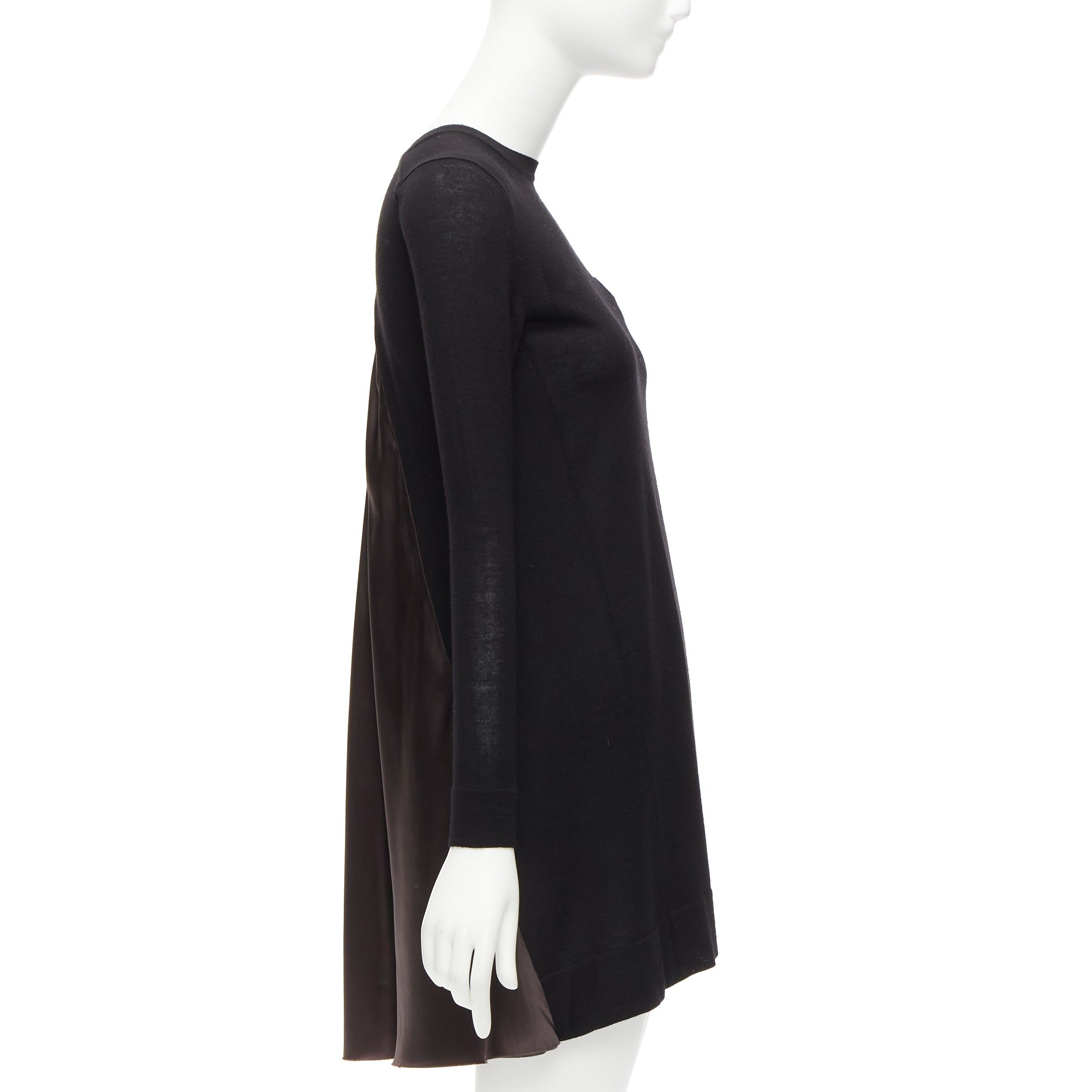 Sacai SACAI LUCK black wool inverted pleat back satin flared sweater dress JP1 S Size S / US 4 / IT 40 - 4 Thumbnail