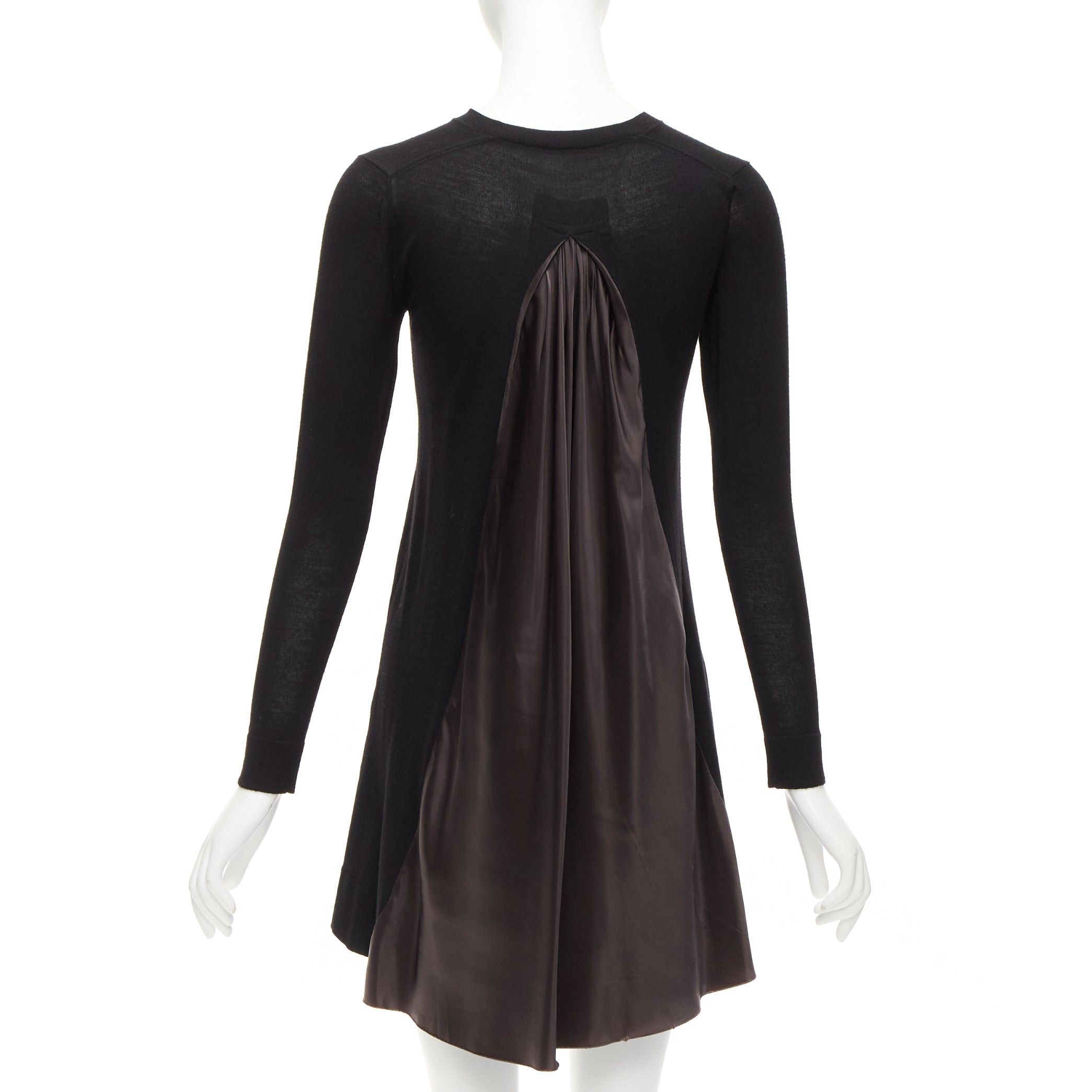 Sacai SACAI LUCK black wool inverted pleat back satin flared sweater dress JP1 S Size S / US 4 / IT 40 - 5 Thumbnail