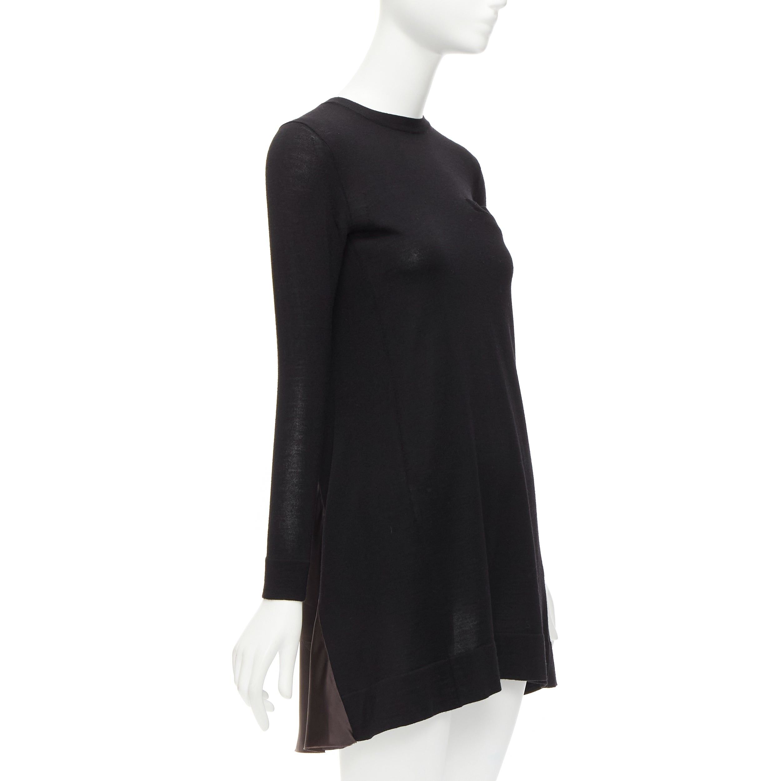 Sacai SACAI LUCK black wool inverted pleat back satin flared sweater dress JP1 S Size S / US 4 / IT 40 - 3 Thumbnail