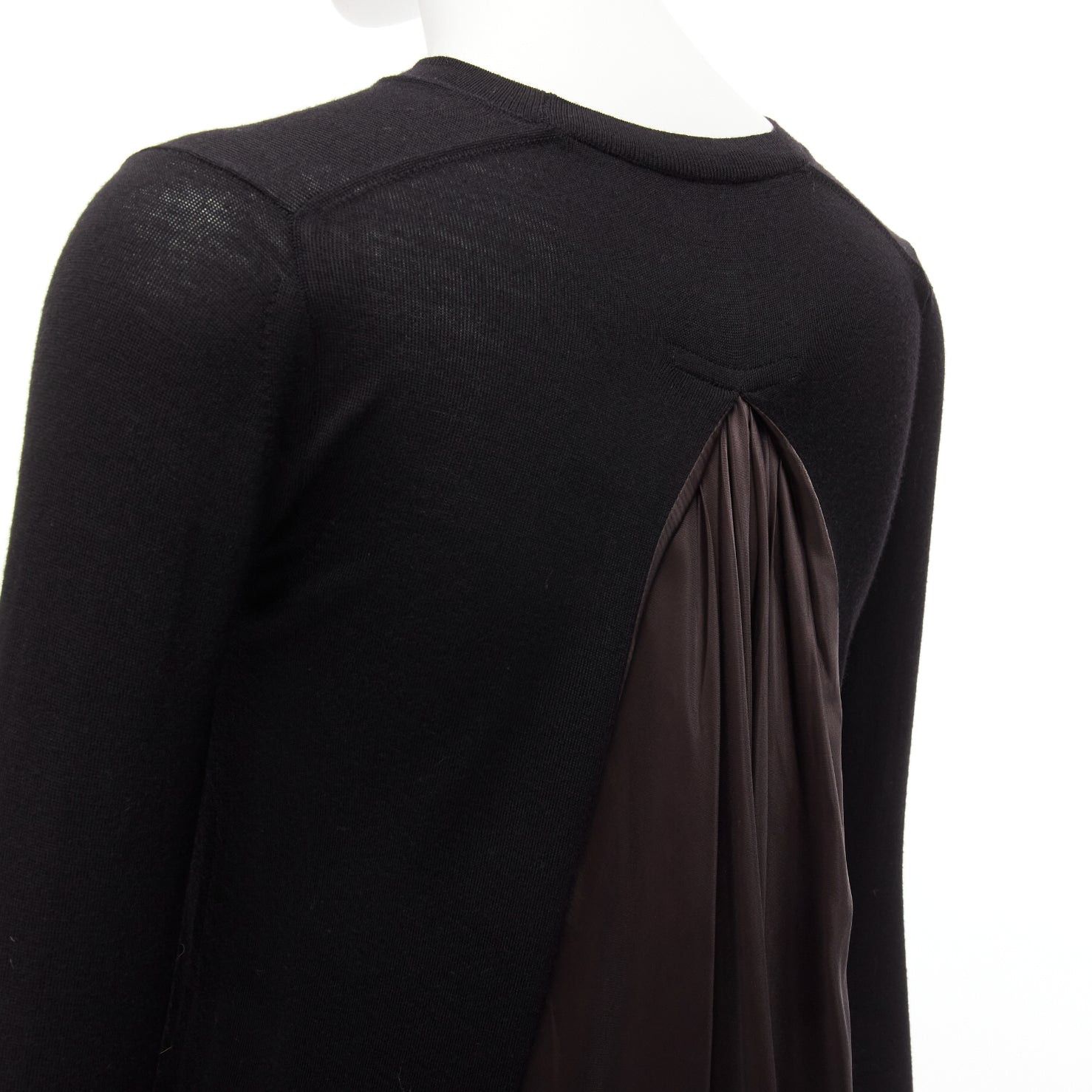 Sacai SACAI LUCK black wool inverted pleat back satin flared sweater dress JP1 S Size S / US 4 / IT 40 - 6 Thumbnail
