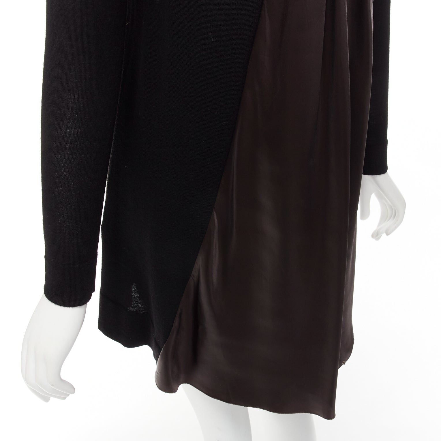 Sacai SACAI LUCK black wool inverted pleat back satin flared sweater dress JP1 S Size S / US 4 / IT 40 - 7 Thumbnail