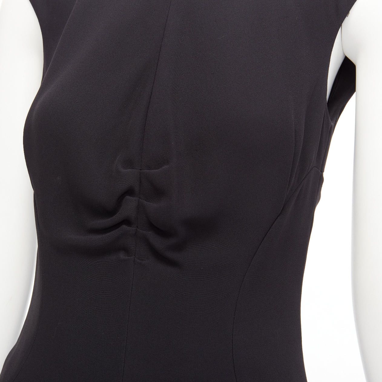 Chanel CHANEL 08P black 100% silk ruched front boned waist shift dress FR34 XS Size XS / US 0-2 / IT 36-38 - 2 Thumbnail