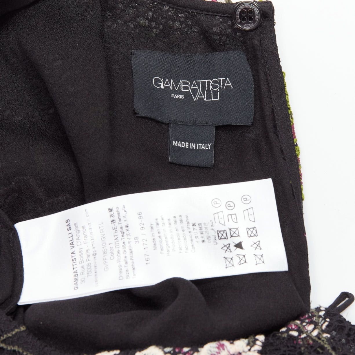 Giambattista Valli GIAMBATTISTA VALLI black pink floral lace cape back belt tie dress IT38 XS Size XS / US 0-2 / IT 36-38 - 8 Thumbnail