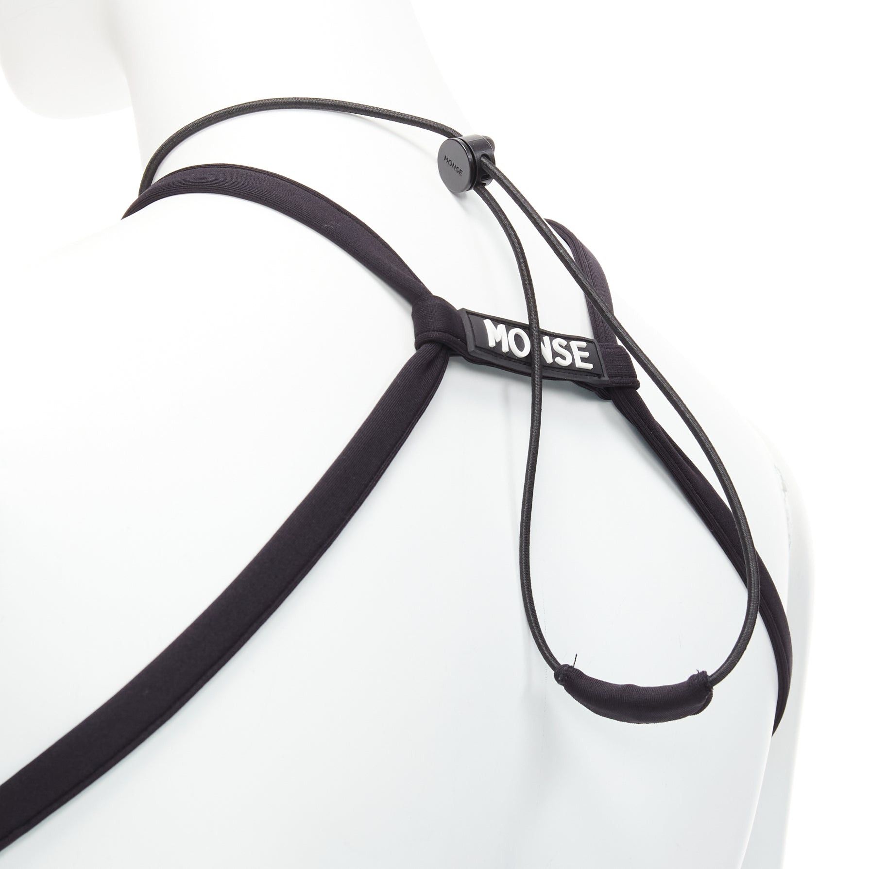 MONSE MONSE black jersey white logo back sportif bungee strap halter mini dress XS Size S / US 4 / IT 40 - 2 Thumbnail