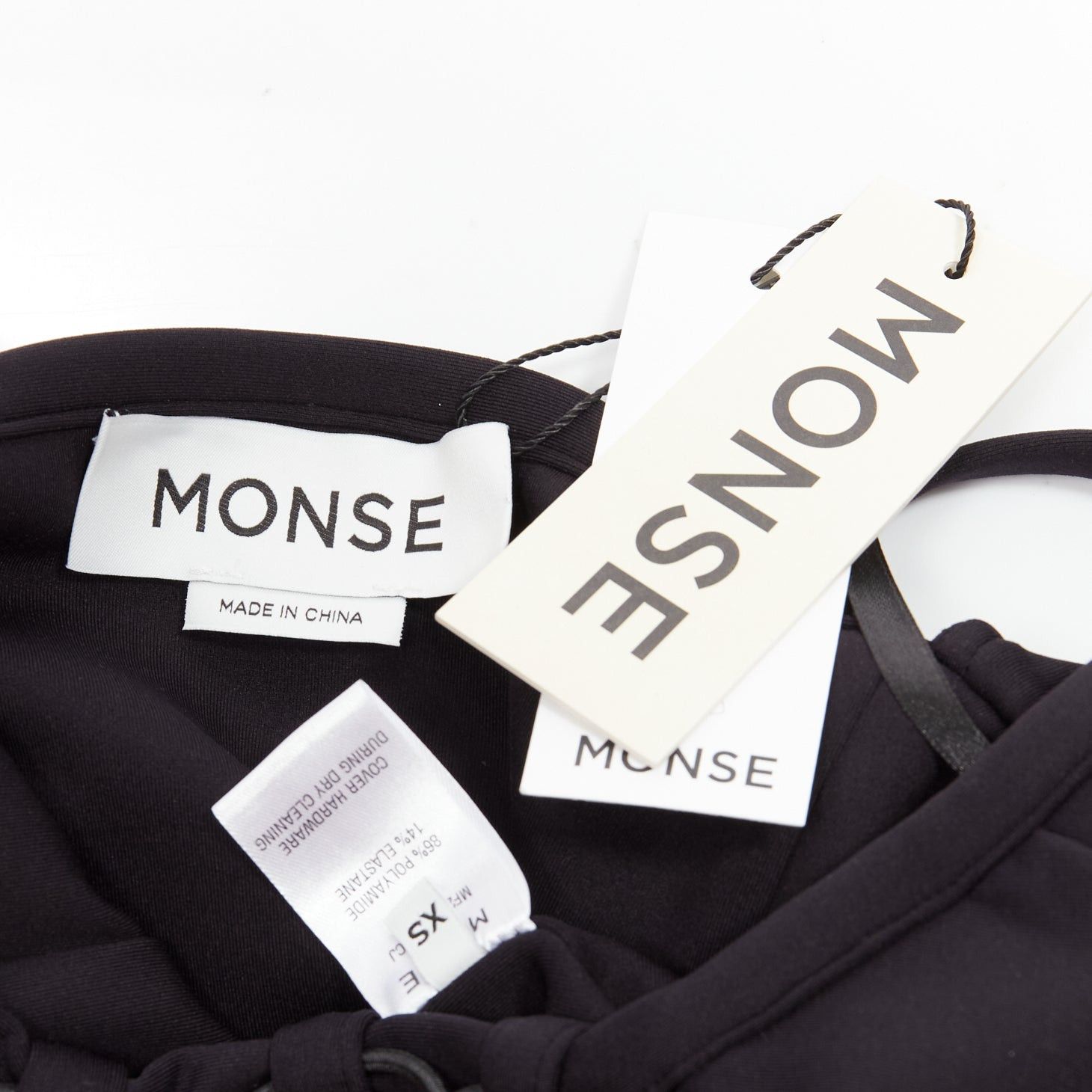 MONSE MONSE black jersey white logo back sportif bungee strap halter mini dress XS Size S / US 4 / IT 40 - 8 Thumbnail