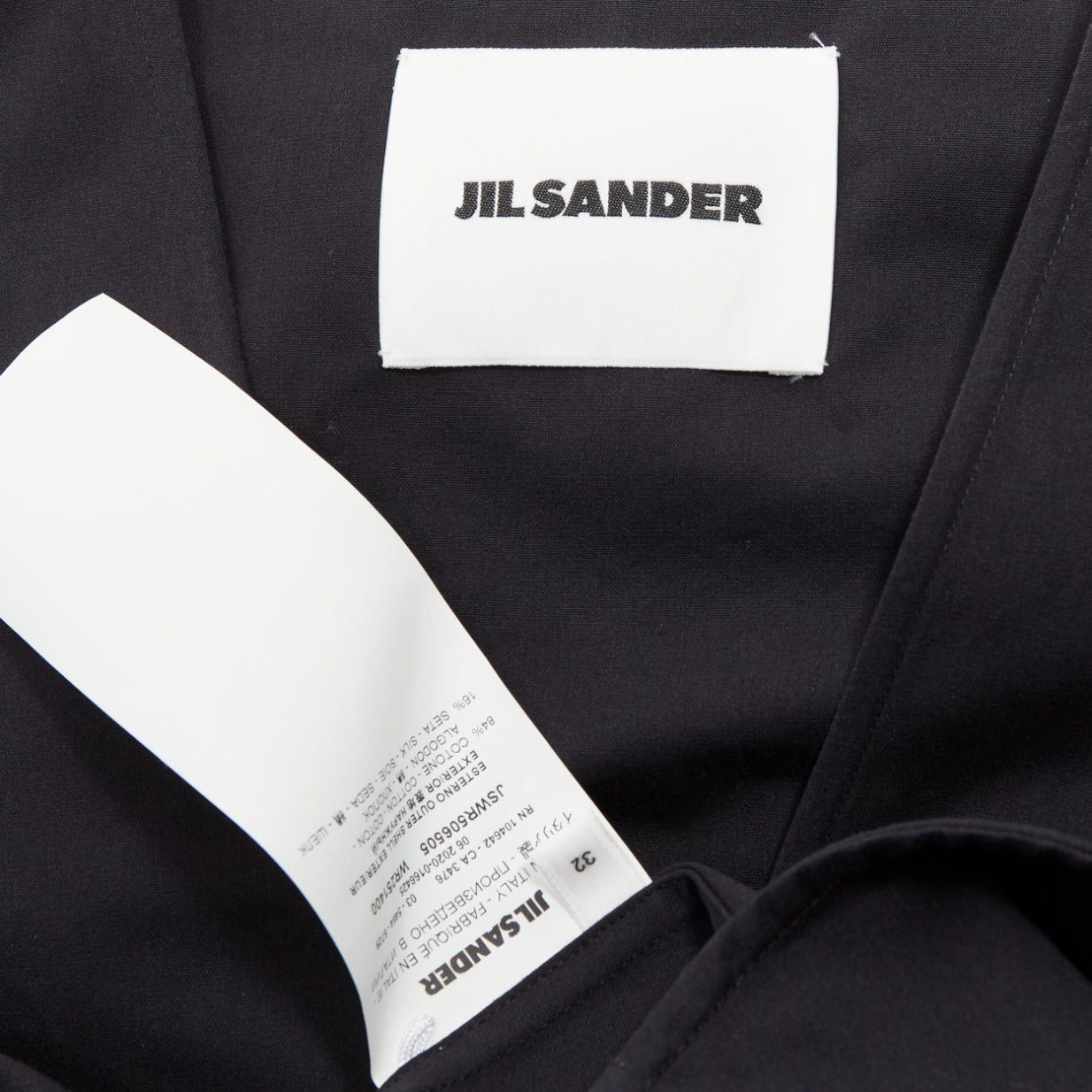 Jil Sander JIL SANDER black cotton silk cape back cut out V-neck Aline midi dress FR32 XXS Size XS / US 0-2 / IT 36-38 - 8 Thumbnail