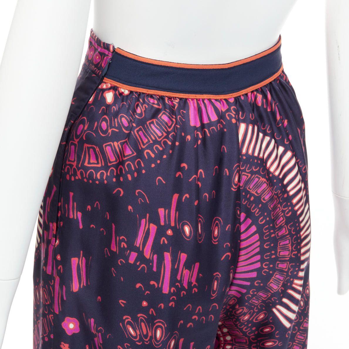 Dior CHRISTIAN DIOR pink navy kaleidoscope animal print cotton wide pants FR36 S Size 27" / US 4 / IT 40 - 2 Thumbnail