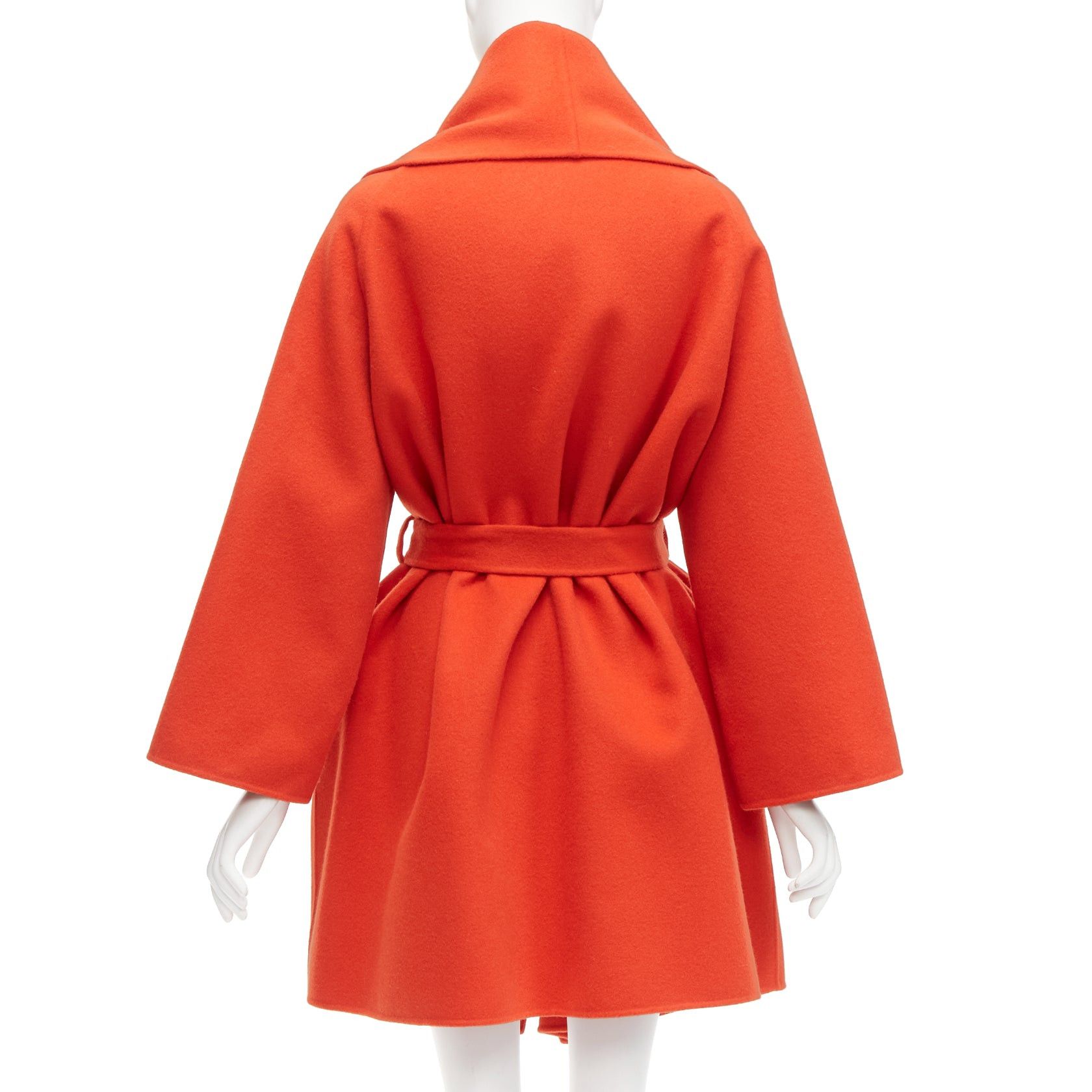 Bottega Veneta BOTTEGA VENETA red 100% double face cashmere shawl collar belted coat IT38 XS Size XS / US 0-2 / IT 36-38 - 6 Thumbnail