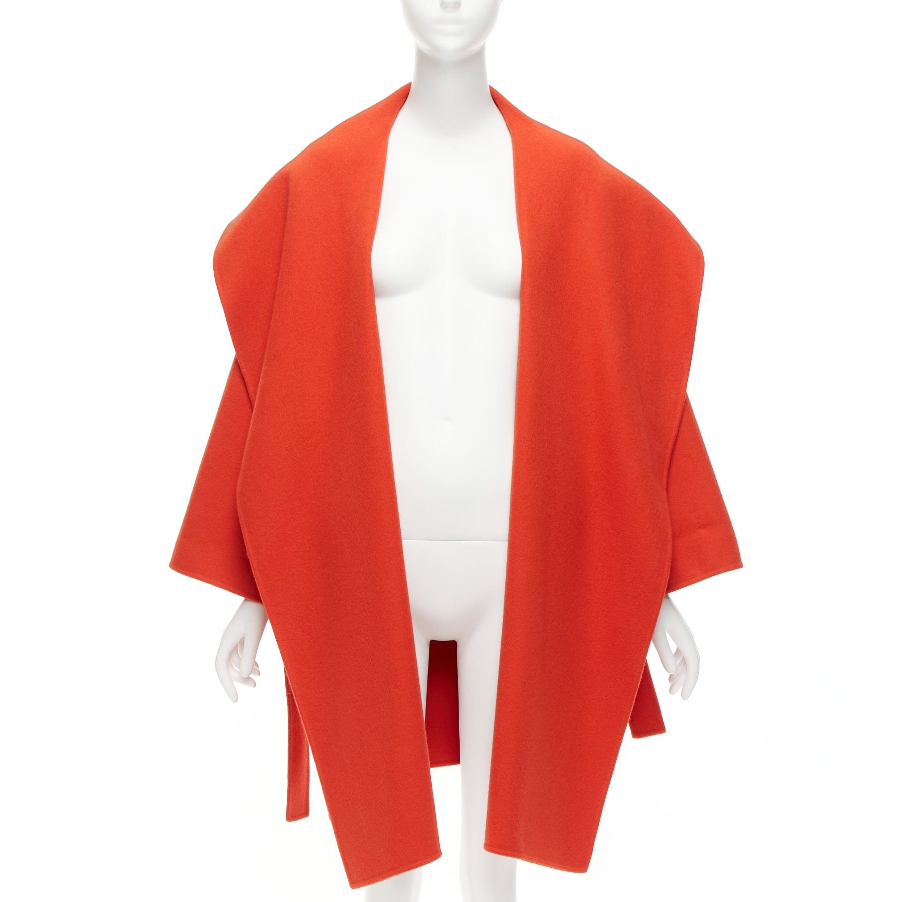 Bottega Veneta BOTTEGA VENETA red 100% double face cashmere shawl collar belted coat IT38 XS Size XS / US 0-2 / IT 36-38 - 3 Thumbnail