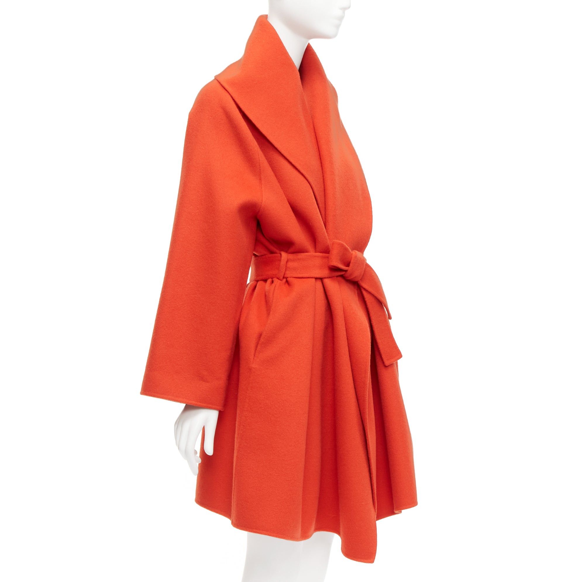 Bottega Veneta BOTTEGA VENETA red 100% double face cashmere shawl collar belted coat IT38 XS Size XS / US 0-2 / IT 36-38 - 4 Thumbnail