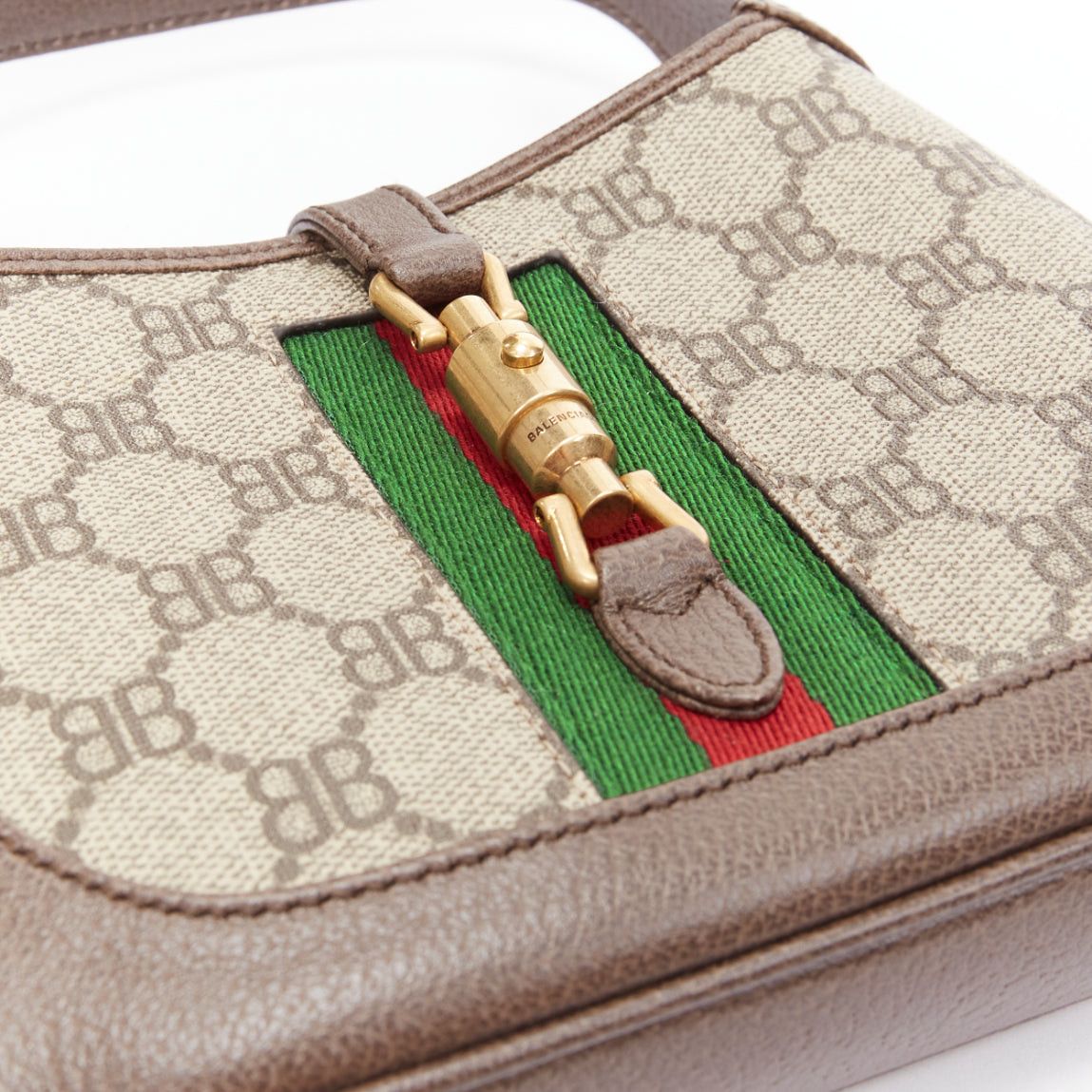 Balenciaga BALENCIAGA GUCCI 2021 Hacker Jackie BB monogram web mini hobo bag Size ONE SIZE - 7 Thumbnail