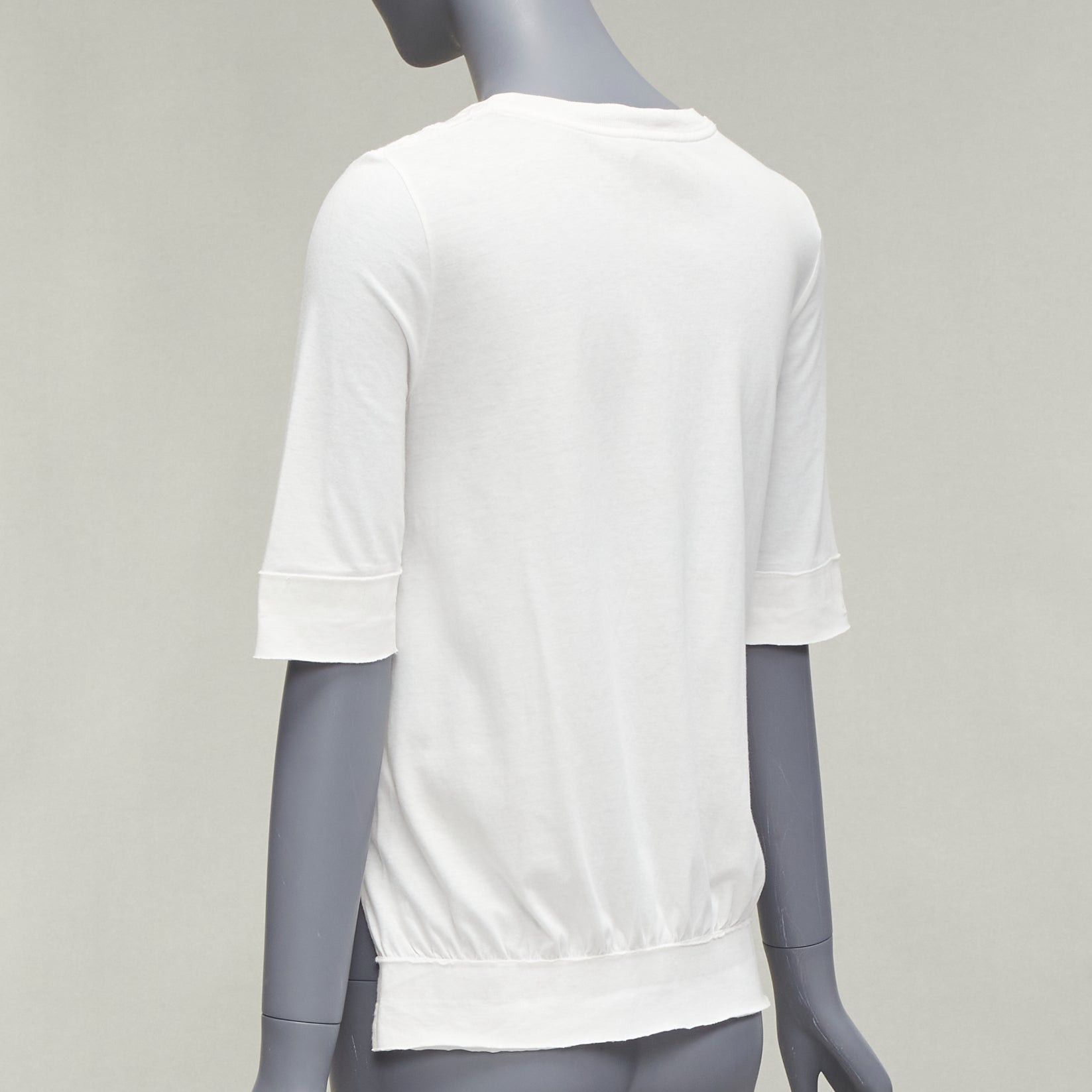 Giambattista Valli GIAMBATTISTA VALLI white cotton blend lace overlay front tshirt IT38 XS Size XS / US 0-2 / IT 36-38 - 6 Thumbnail
