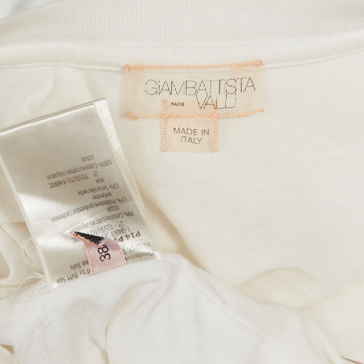 Giambattista Valli GIAMBATTISTA VALLI white cotton blend lace overlay front tshirt IT38 XS Size XS / US 0-2 / IT 36-38 - 8 Thumbnail