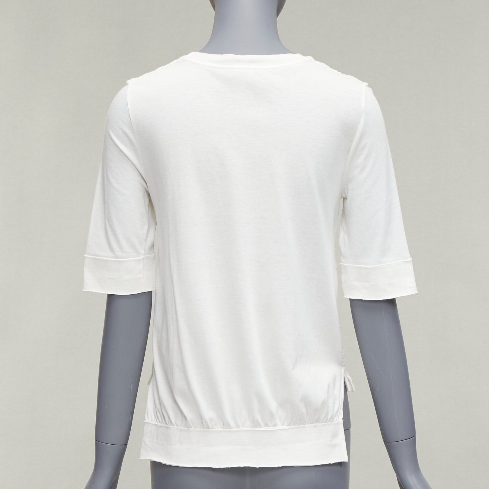 Giambattista Valli GIAMBATTISTA VALLI white cotton blend lace overlay front tshirt IT38 XS Size XS / US 0-2 / IT 36-38 - 5 Thumbnail