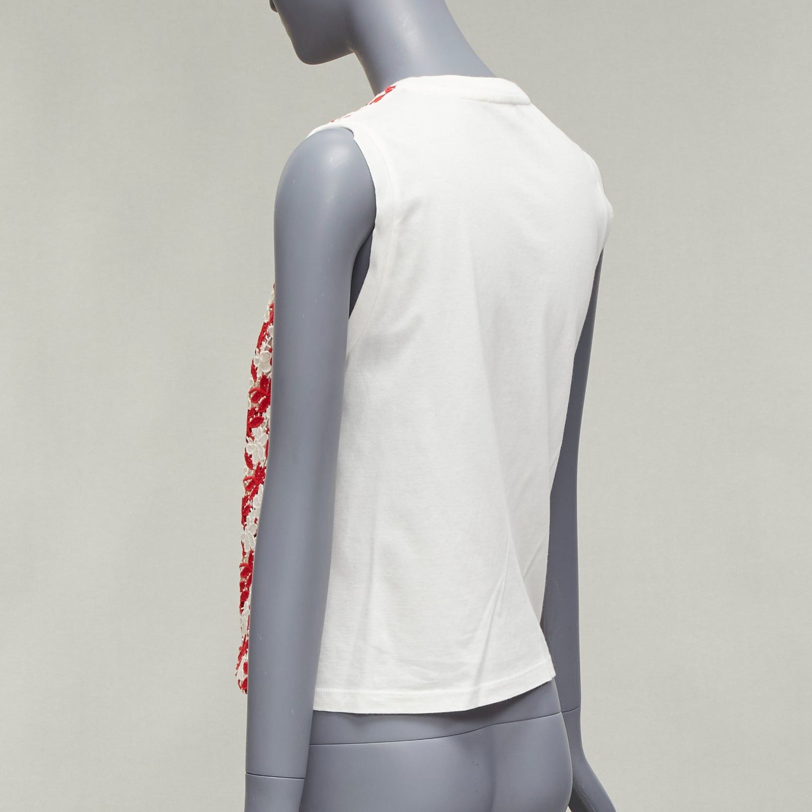 Giambattista Valli GIAMBATTISTA VALLI red cream lace cotton blend wide strap tank top IT38 XS Size XS / US 0-2 / IT 36-38 - 6 Thumbnail