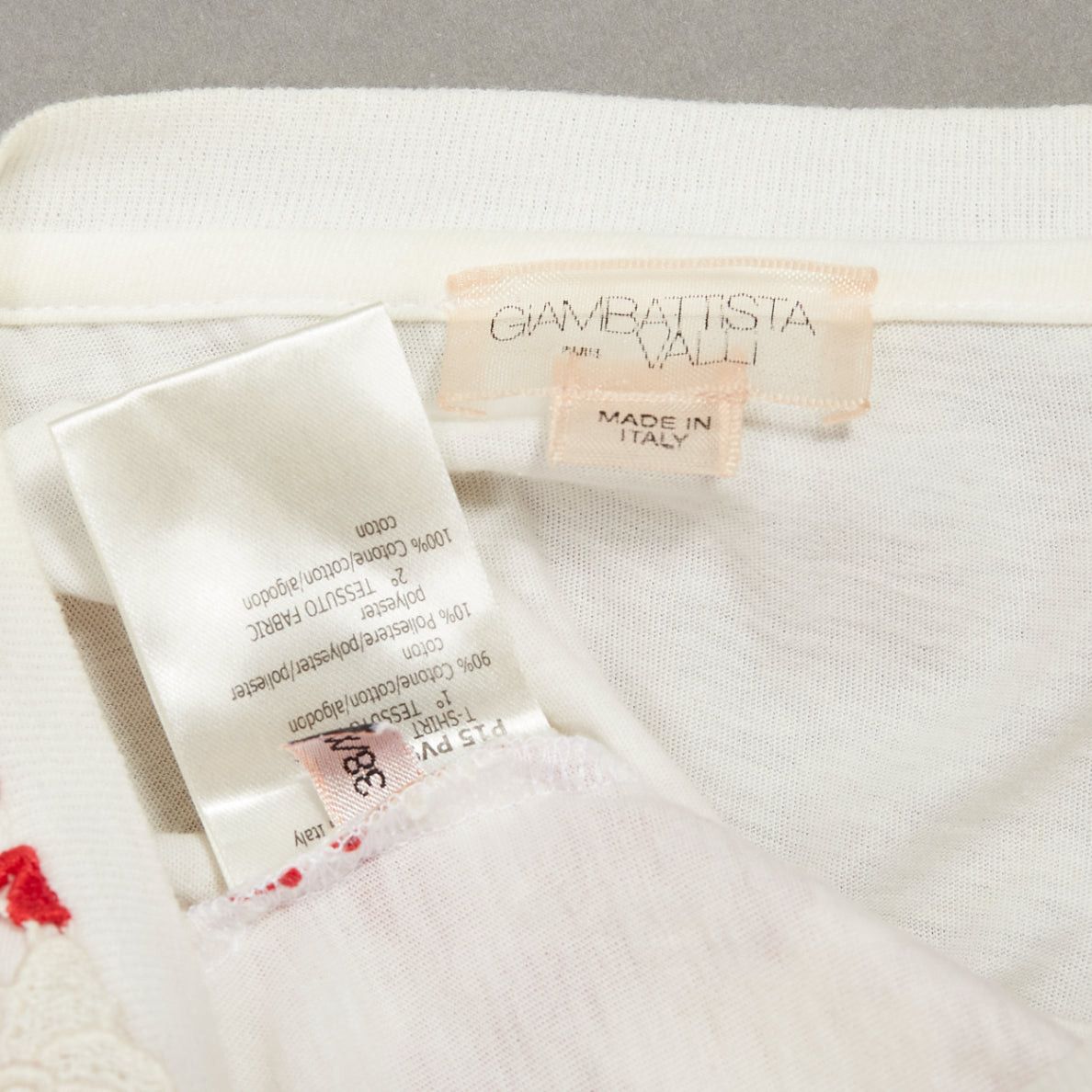 Giambattista Valli GIAMBATTISTA VALLI red cream lace cotton blend wide strap tank top IT38 XS Size XS / US 0-2 / IT 36-38 - 8 Thumbnail