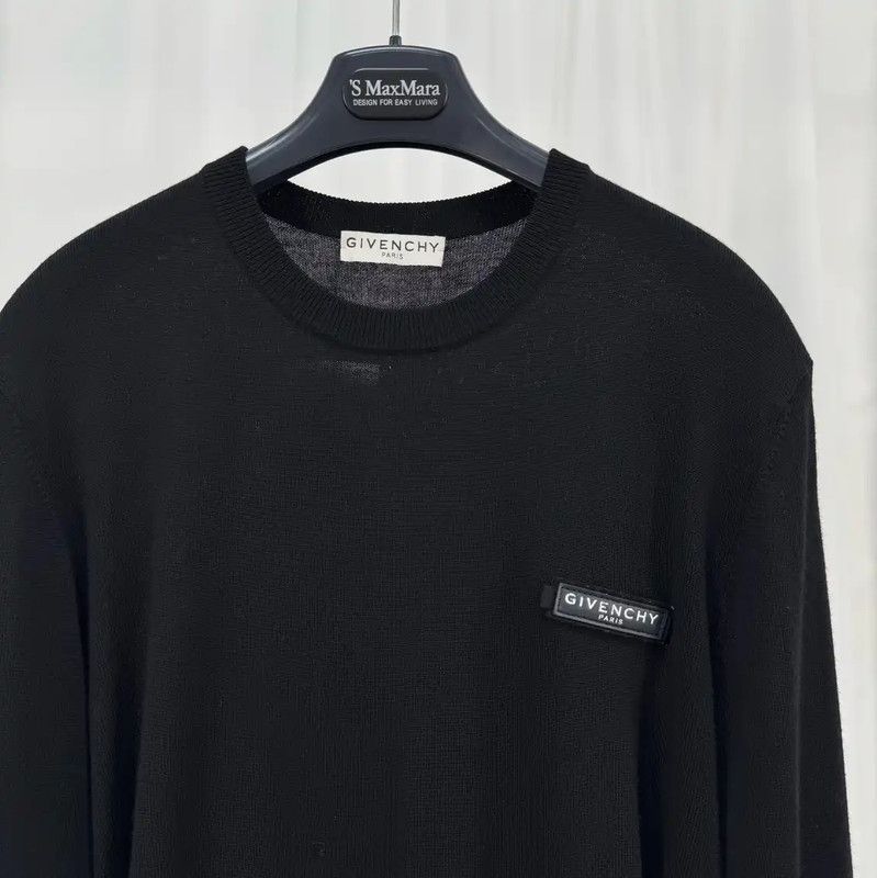 Givenchy Givenchy Black Wool Logo Long Sleeve Knit Sweater 0089 Size US M / EU 48-50 / 2 - 3 Thumbnail