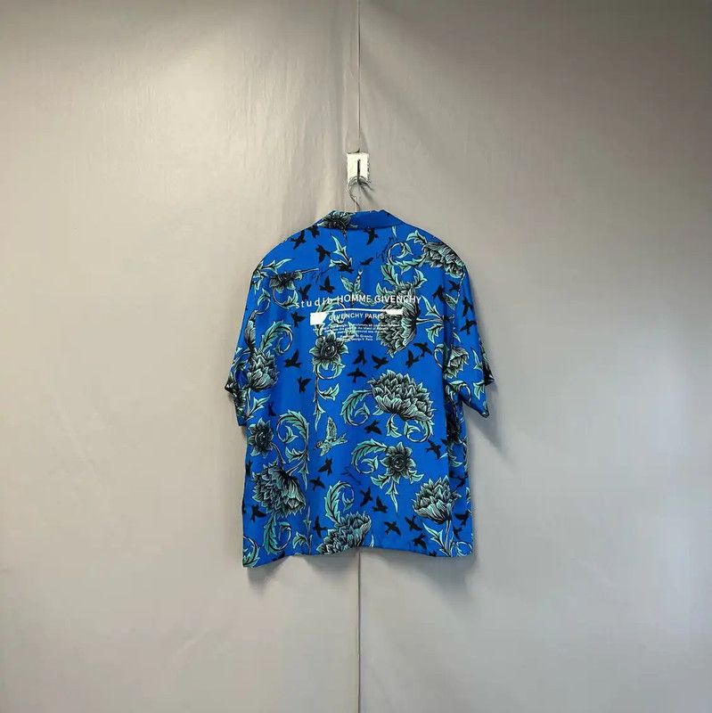 Givenchy Givenchy Blue Floral Short Sleeve Shirt 0089 Size US M / EU 48-50 / 2 - 2 Thumbnail