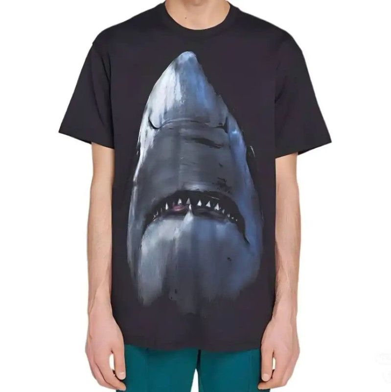 Givenchy Givenchy Black Cotton Shark Print T-Shirt 0089 Size US L / EU 52-54 / 3 - 6 Thumbnail