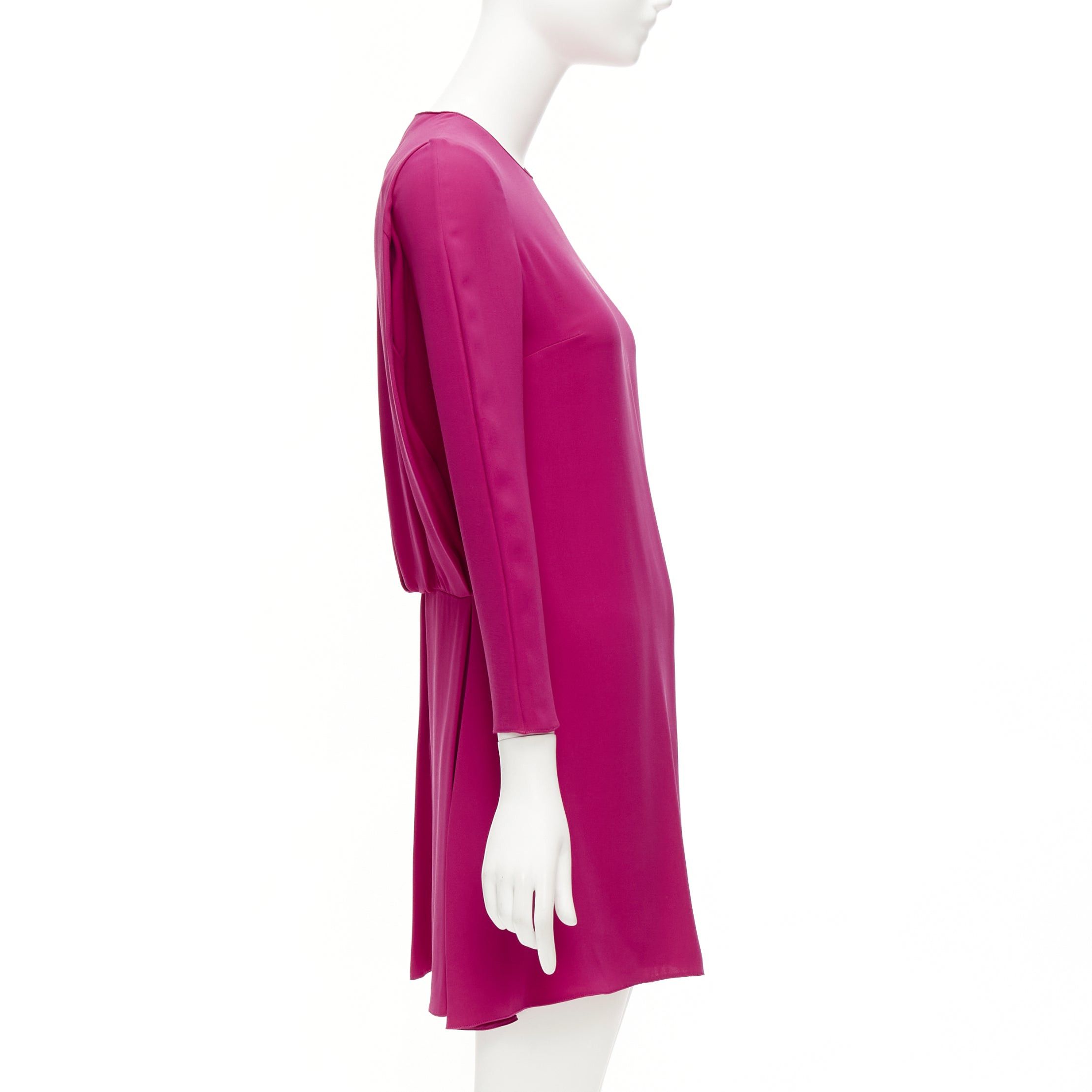 Valentino VALENTINO 100% silk fuchsia pink keyhole side pleats shift dress IT38 XS Size XS / US 0-2 / IT 36-38 - 4 Thumbnail