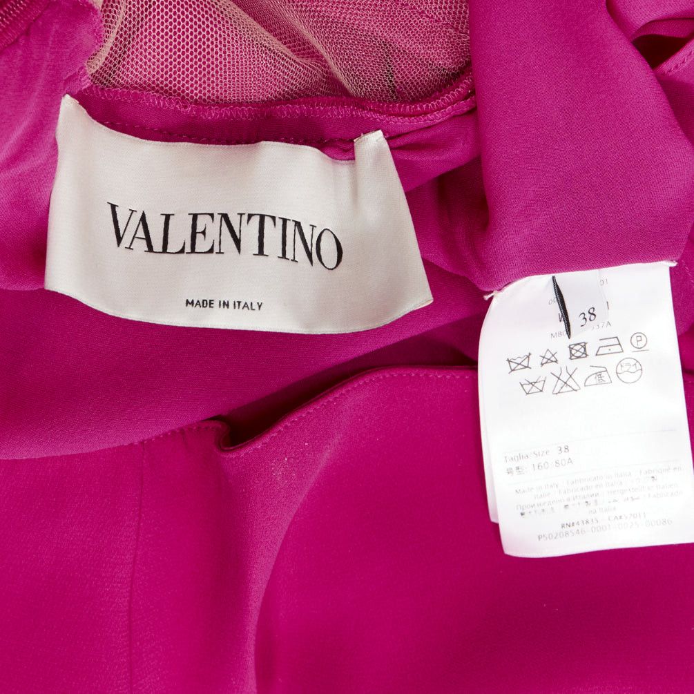 Valentino VALENTINO 100% silk fuchsia pink keyhole side pleats shift dress IT38 XS Size XS / US 0-2 / IT 36-38 - 8 Thumbnail