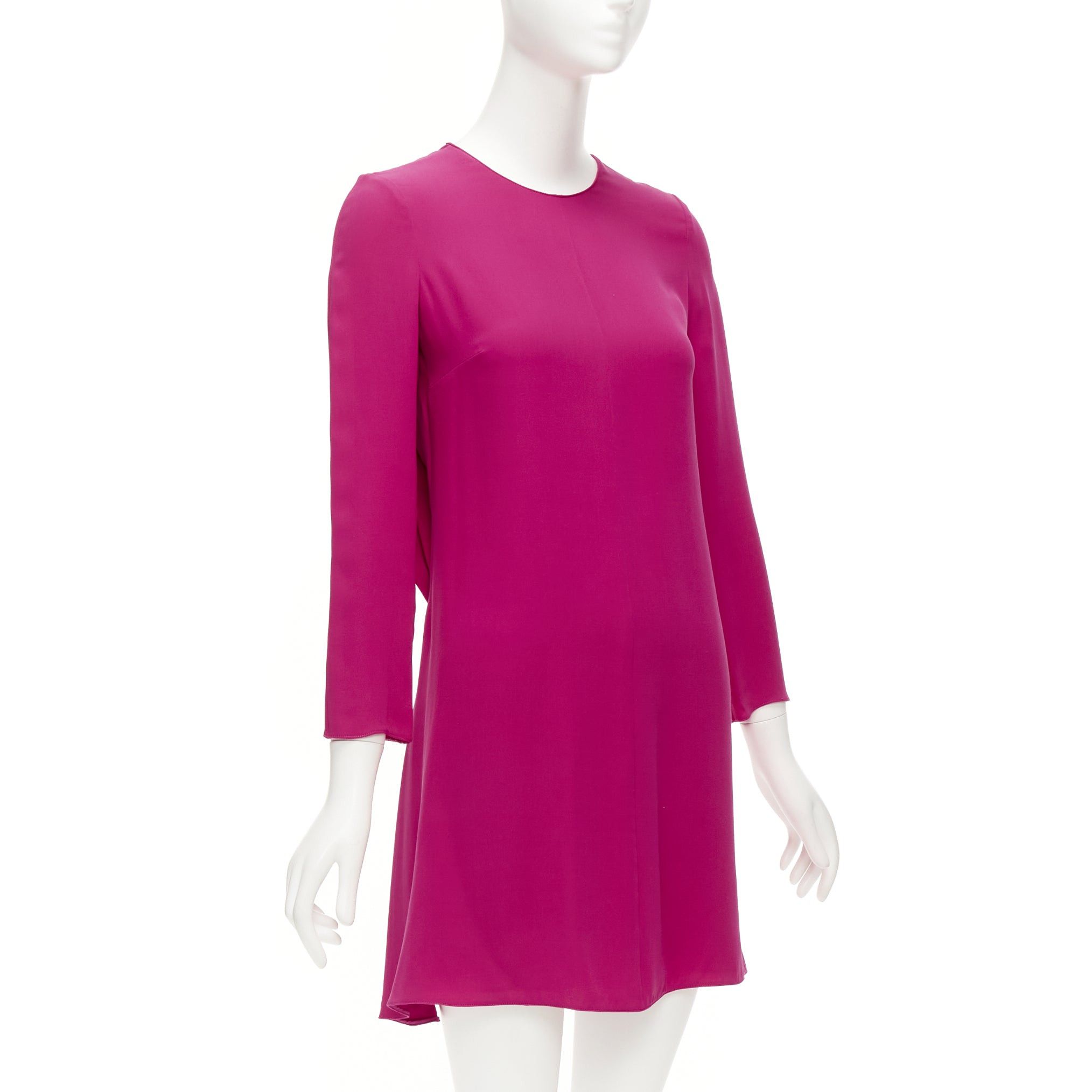 Valentino VALENTINO 100% silk fuchsia pink keyhole side pleats shift dress IT38 XS Size XS / US 0-2 / IT 36-38 - 3 Thumbnail