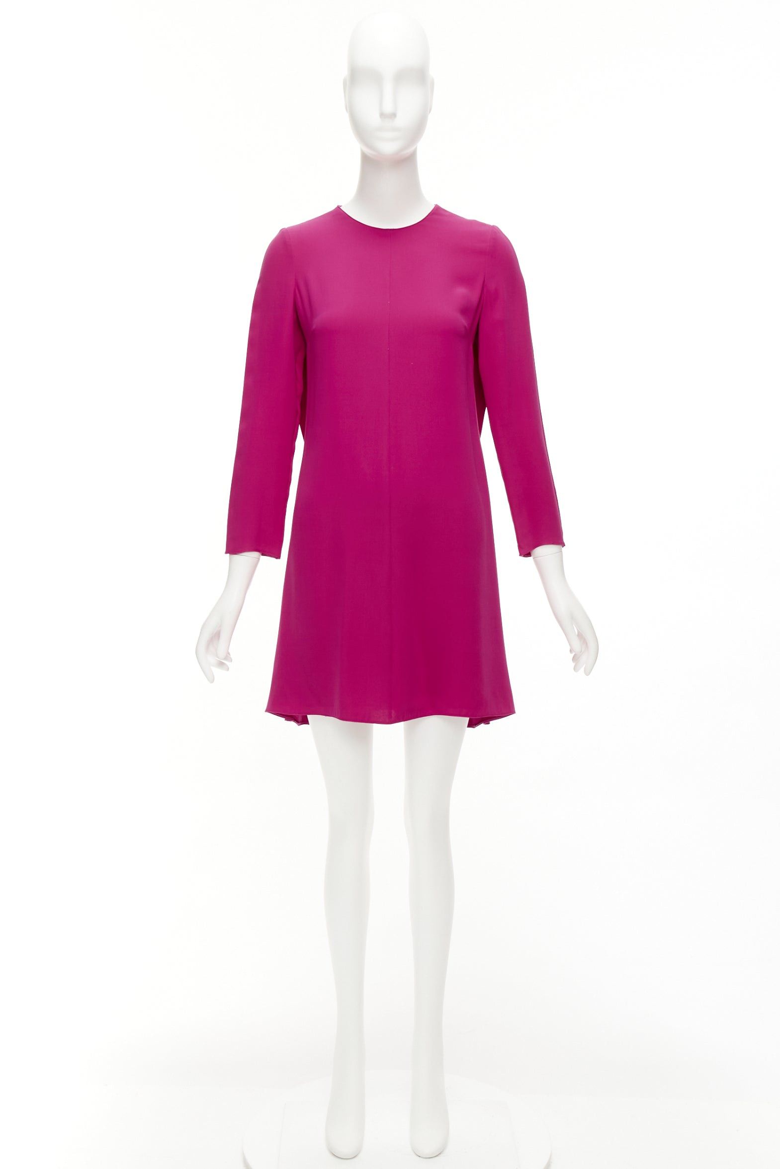 Valentino VALENTINO 100% silk fuchsia pink keyhole side pleats shift dress IT38 XS Size XS / US 0-2 / IT 36-38 - 9 Thumbnail