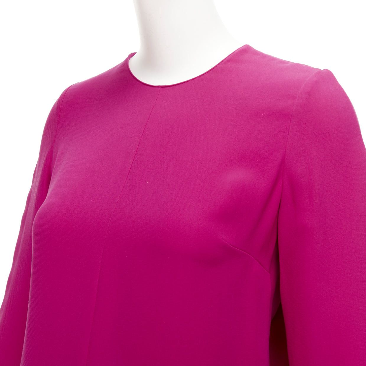 Valentino VALENTINO 100% silk fuchsia pink keyhole side pleats shift dress IT38 XS Size XS / US 0-2 / IT 36-38 - 6 Thumbnail