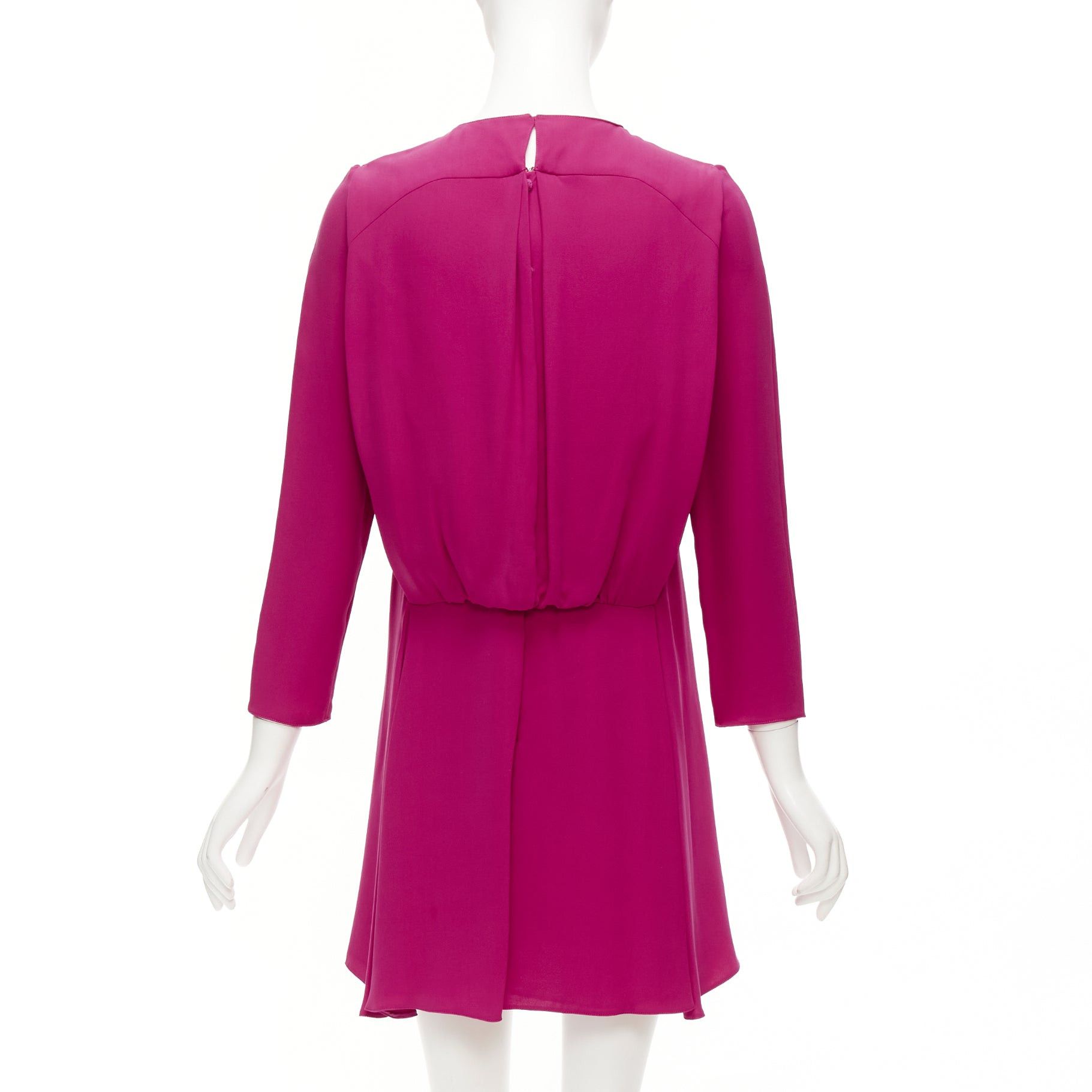 Valentino VALENTINO 100% silk fuchsia pink keyhole side pleats shift dress IT38 XS Size XS / US 0-2 / IT 36-38 - 2 Thumbnail
